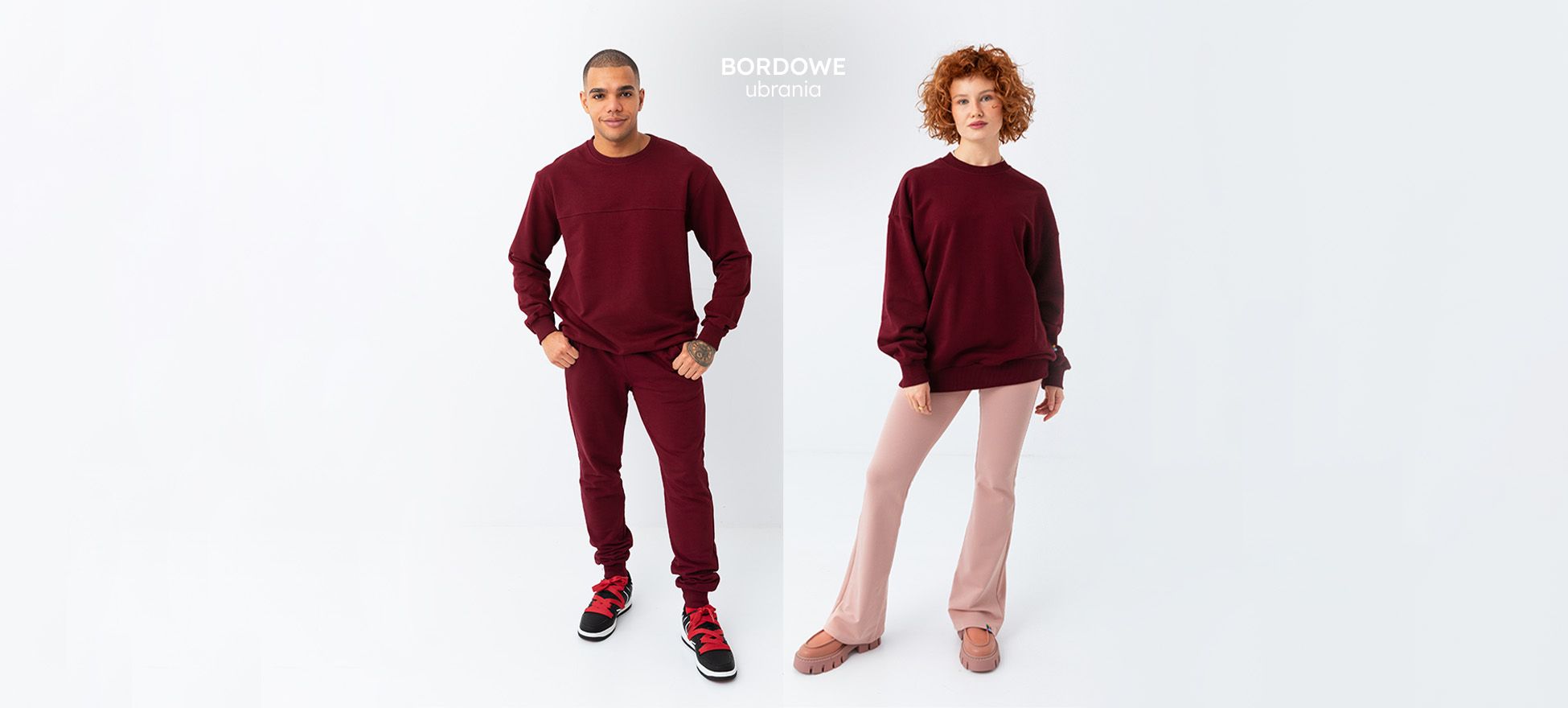 ubrania kolor bordowy