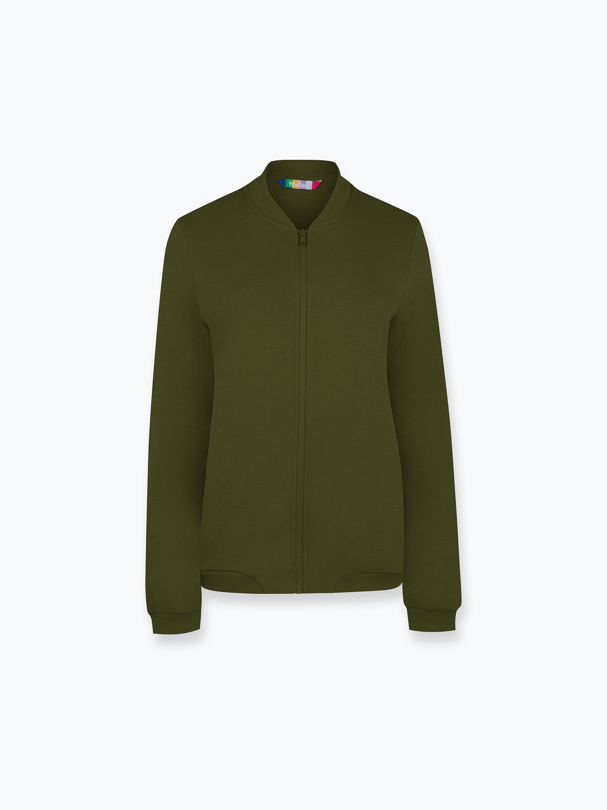 Khaki zip-up crewneck sweatshirt Women