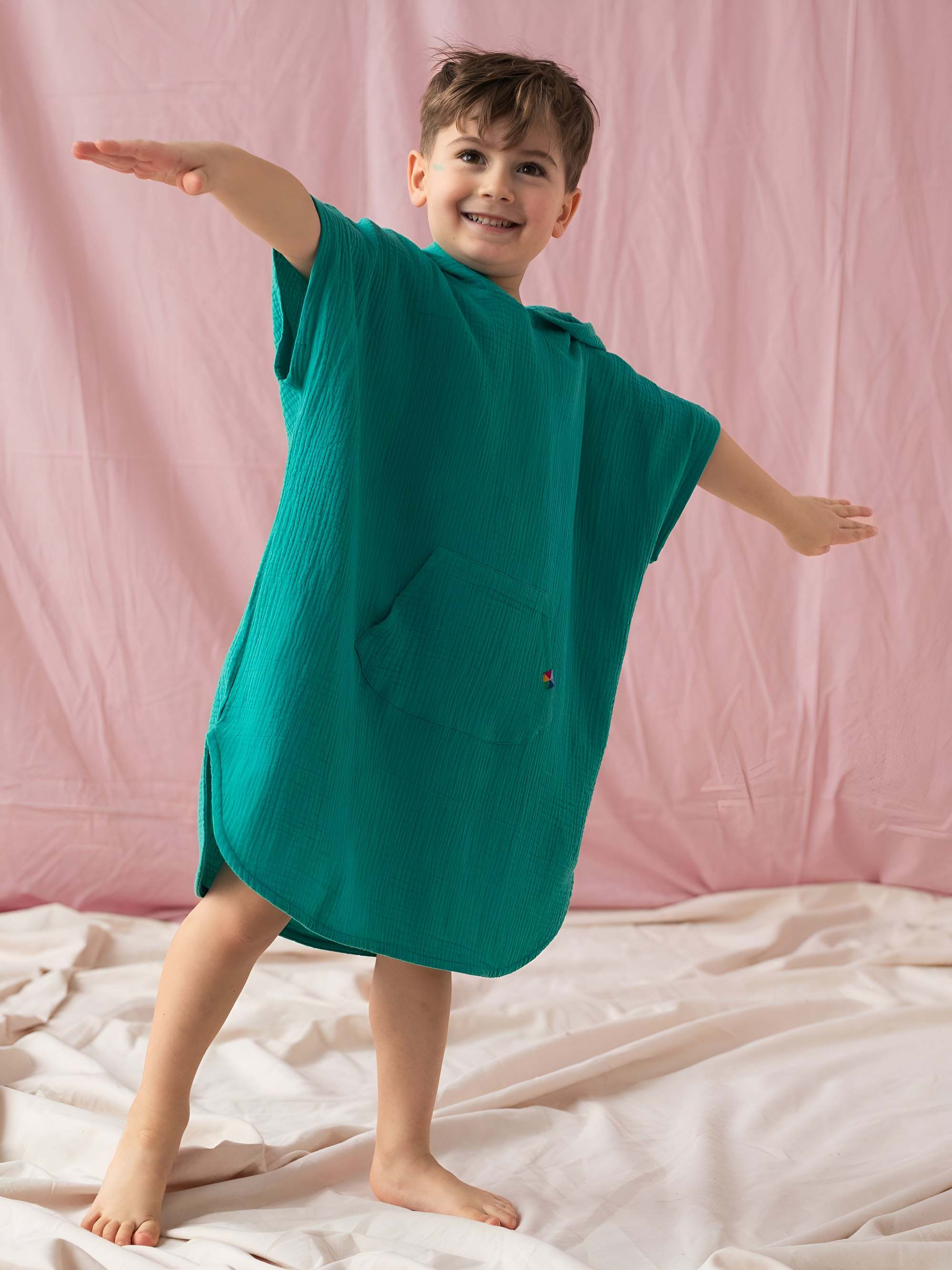 Turquoise muslin poncho