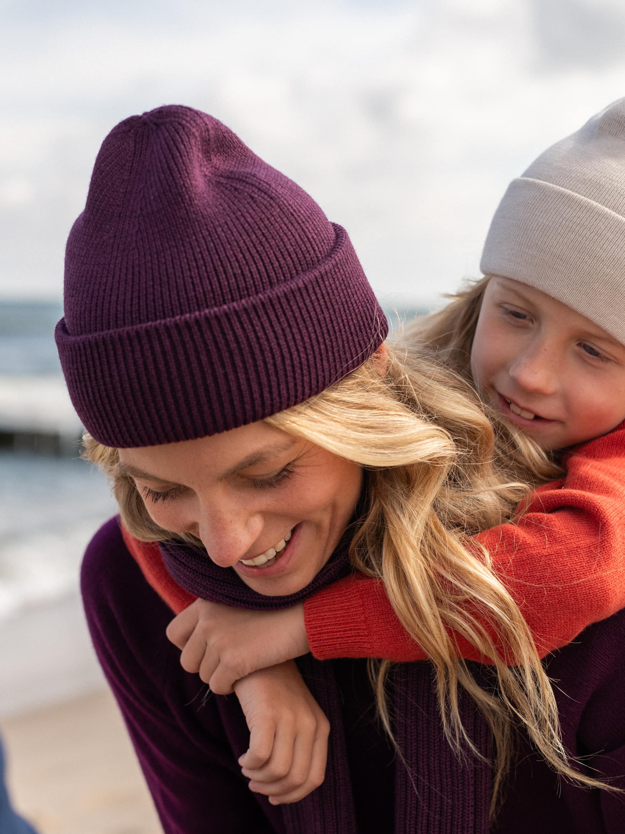 Aubergine Merino Double Cuff Beanie
