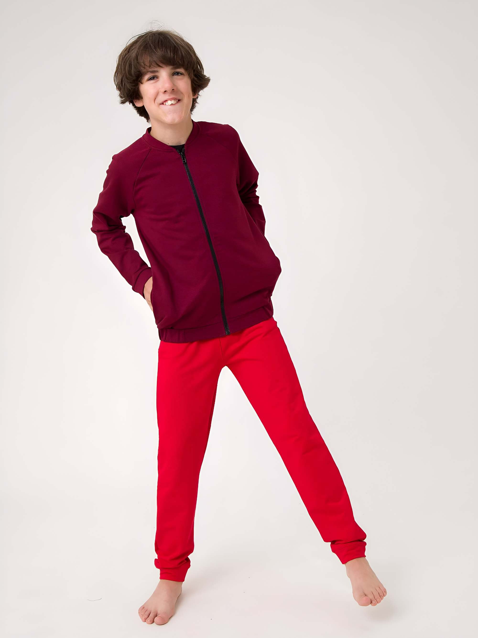 Bordowa bluza na zamek Junior