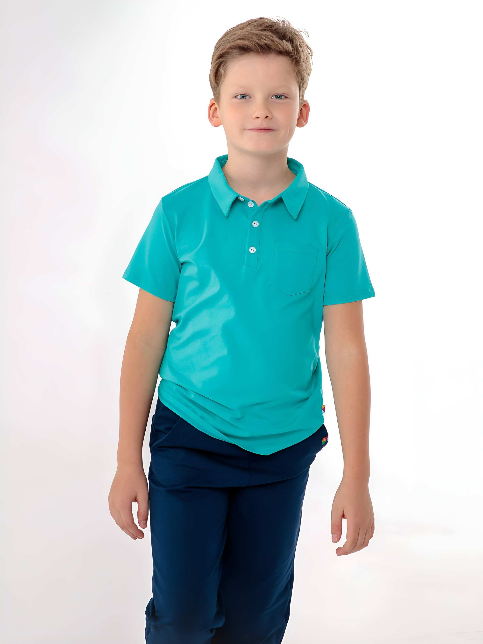 Turkusowa koszulka polo Junior