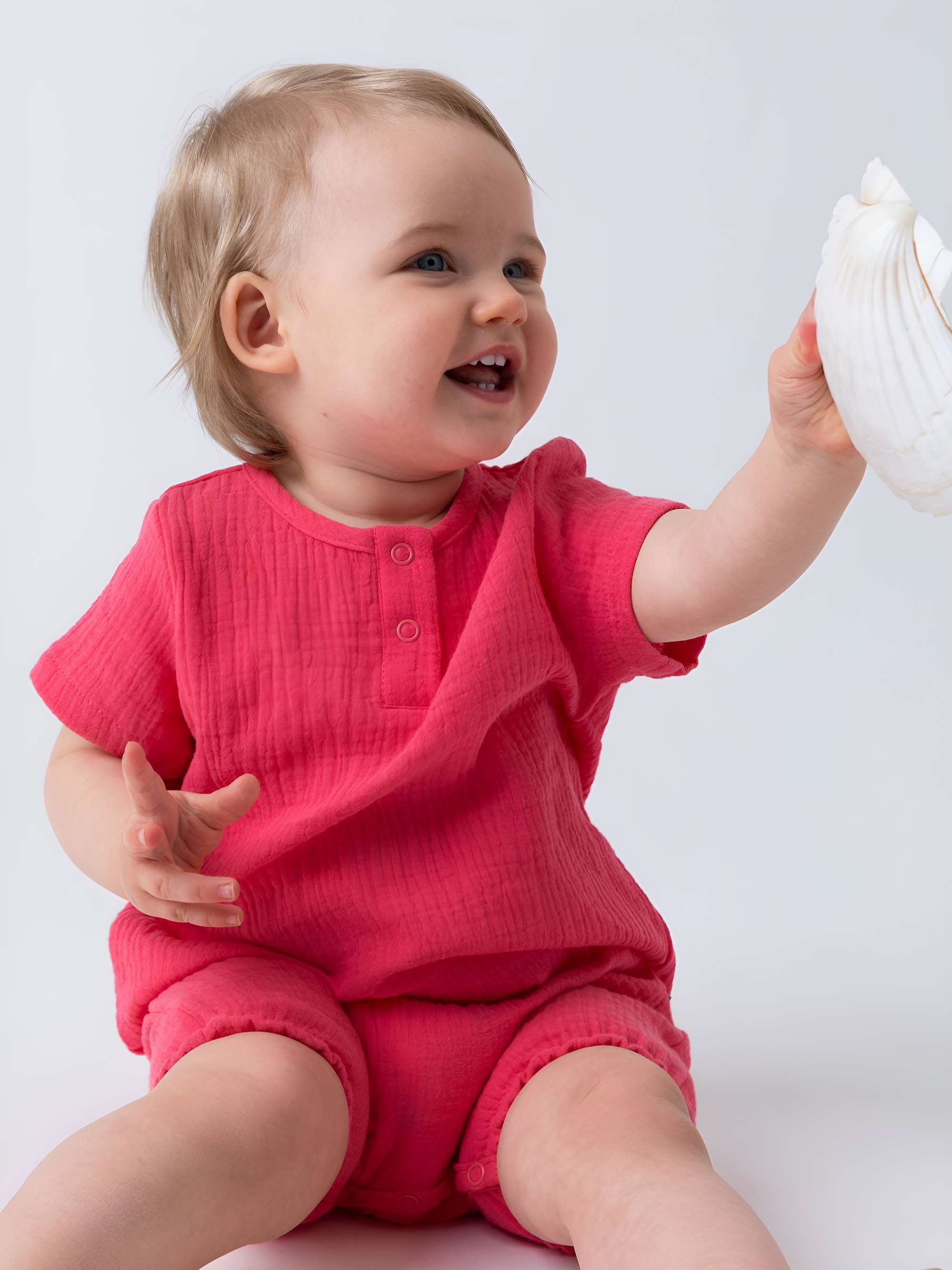 Coral muslin romper Baby