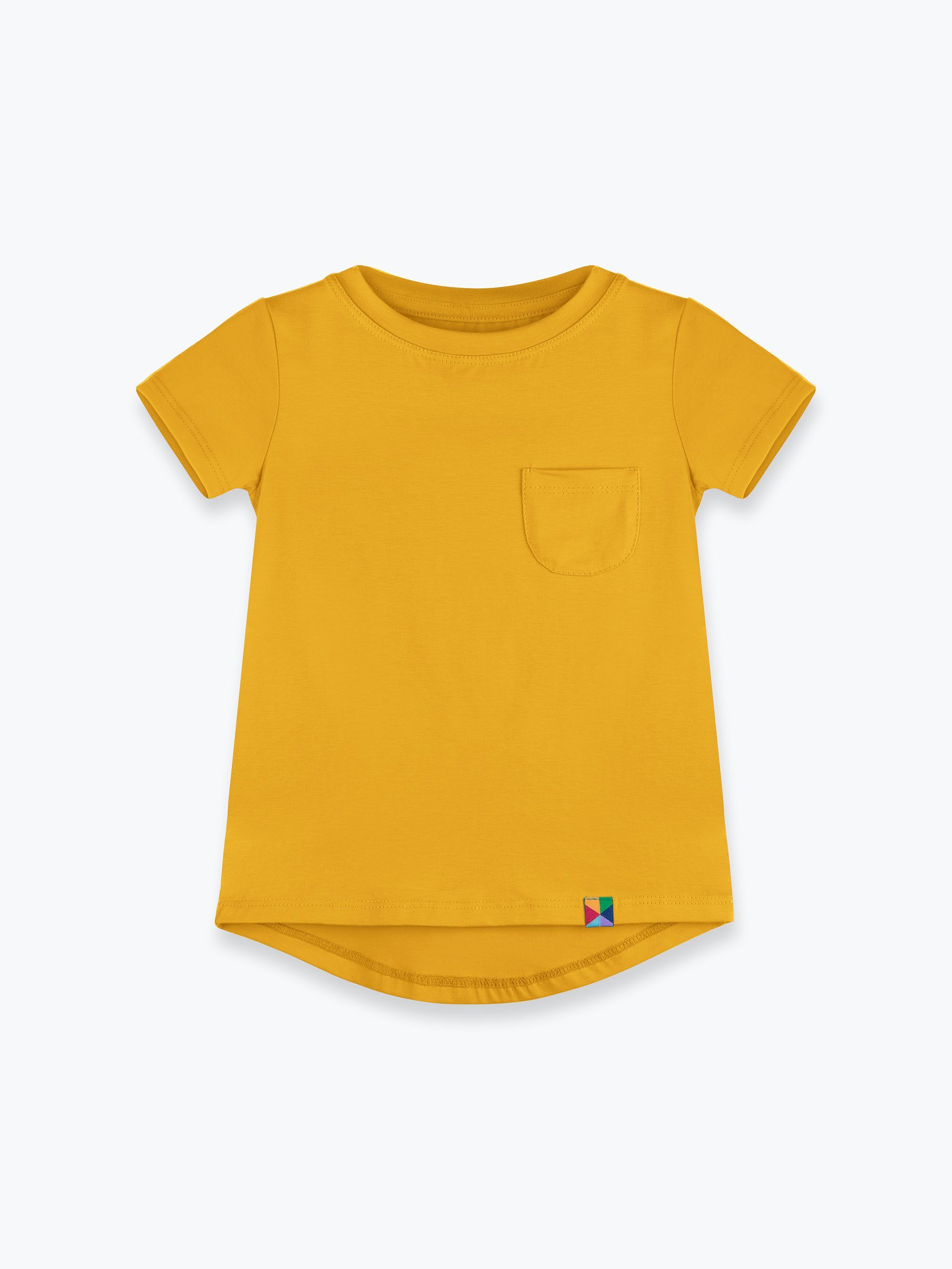 Musztardowy T-shirt z kieszonką Junior