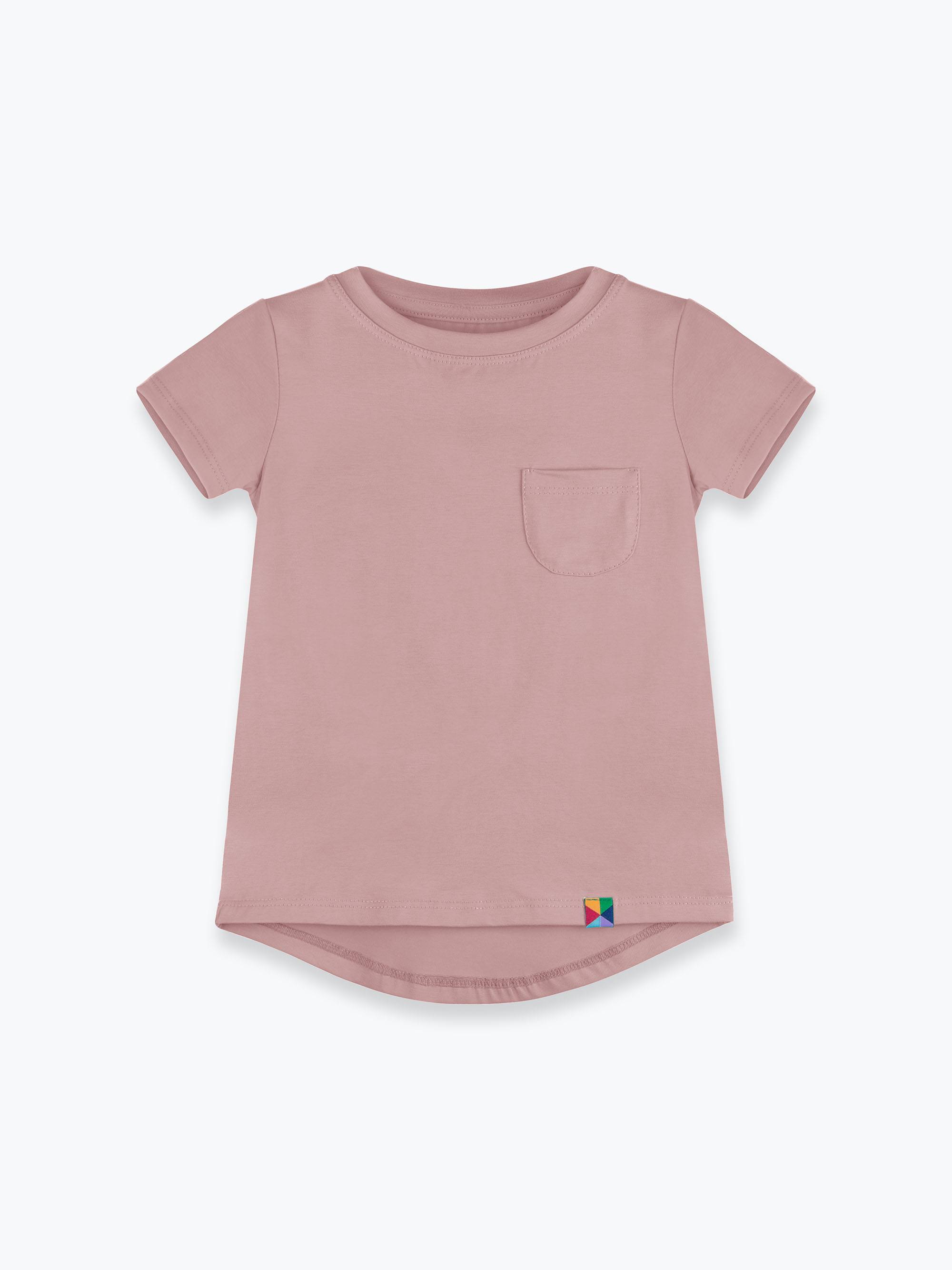 Pudroworóżowy T-shirt z kieszonką Junior