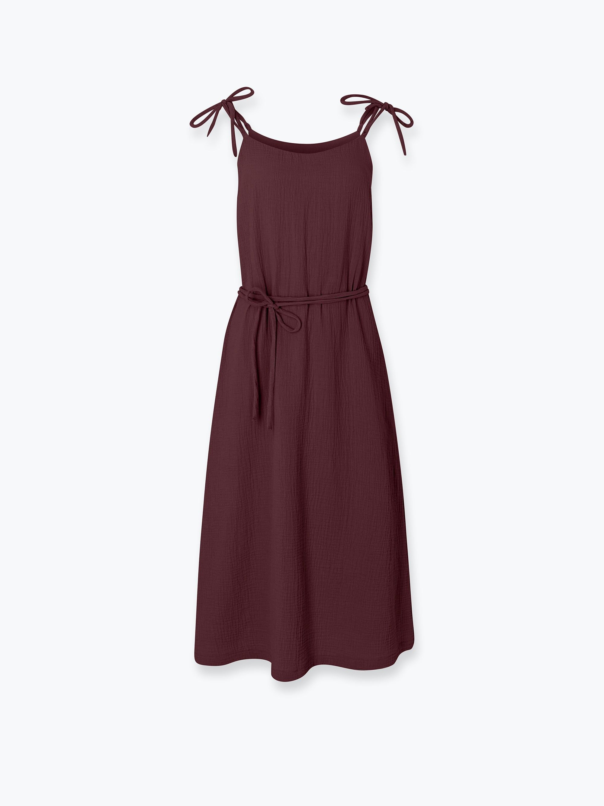 Śliwkowa sukienka muślinowa damska