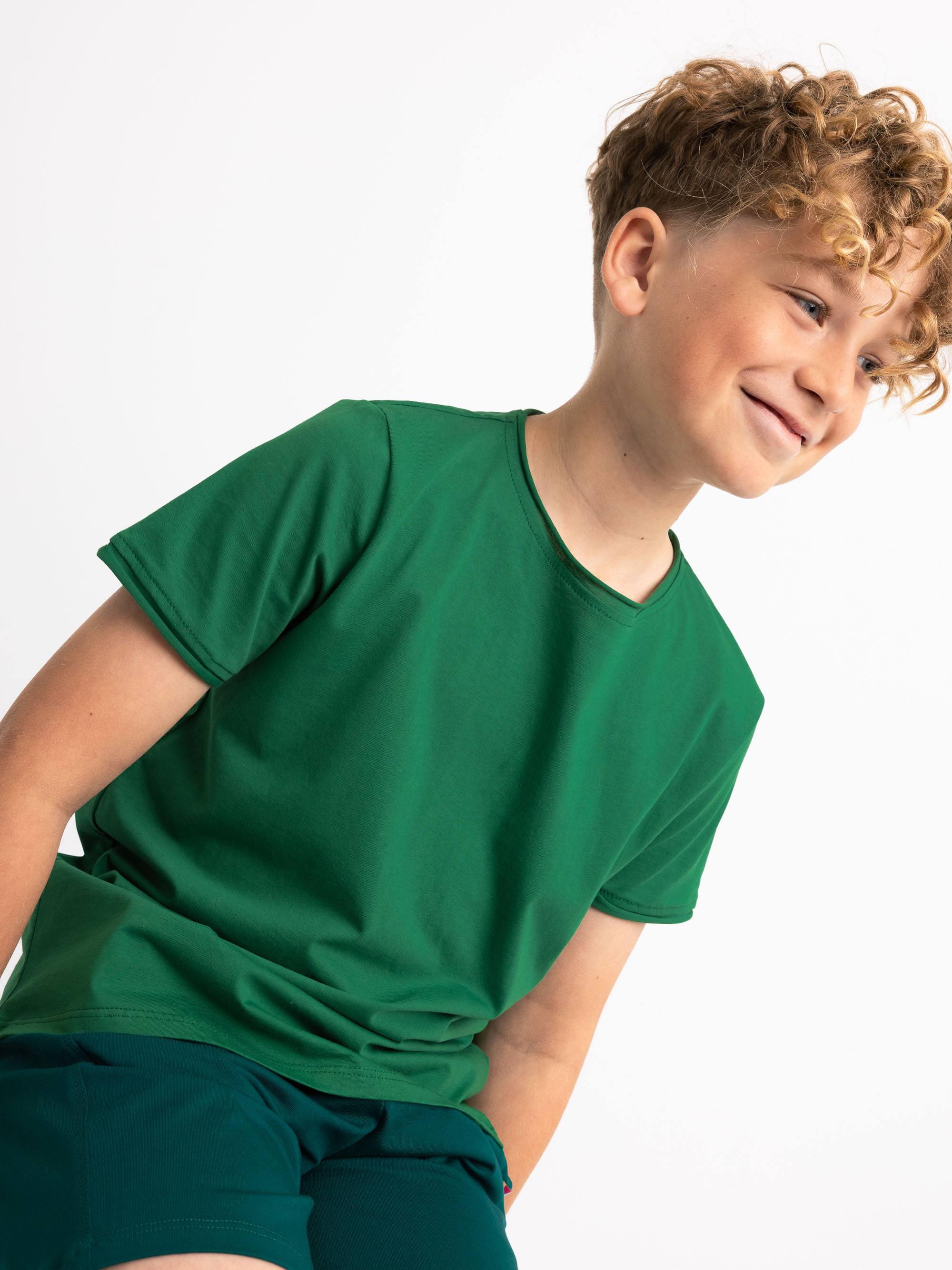 Ciemnozielony T-shirt z cienkiej dzianiny Junior