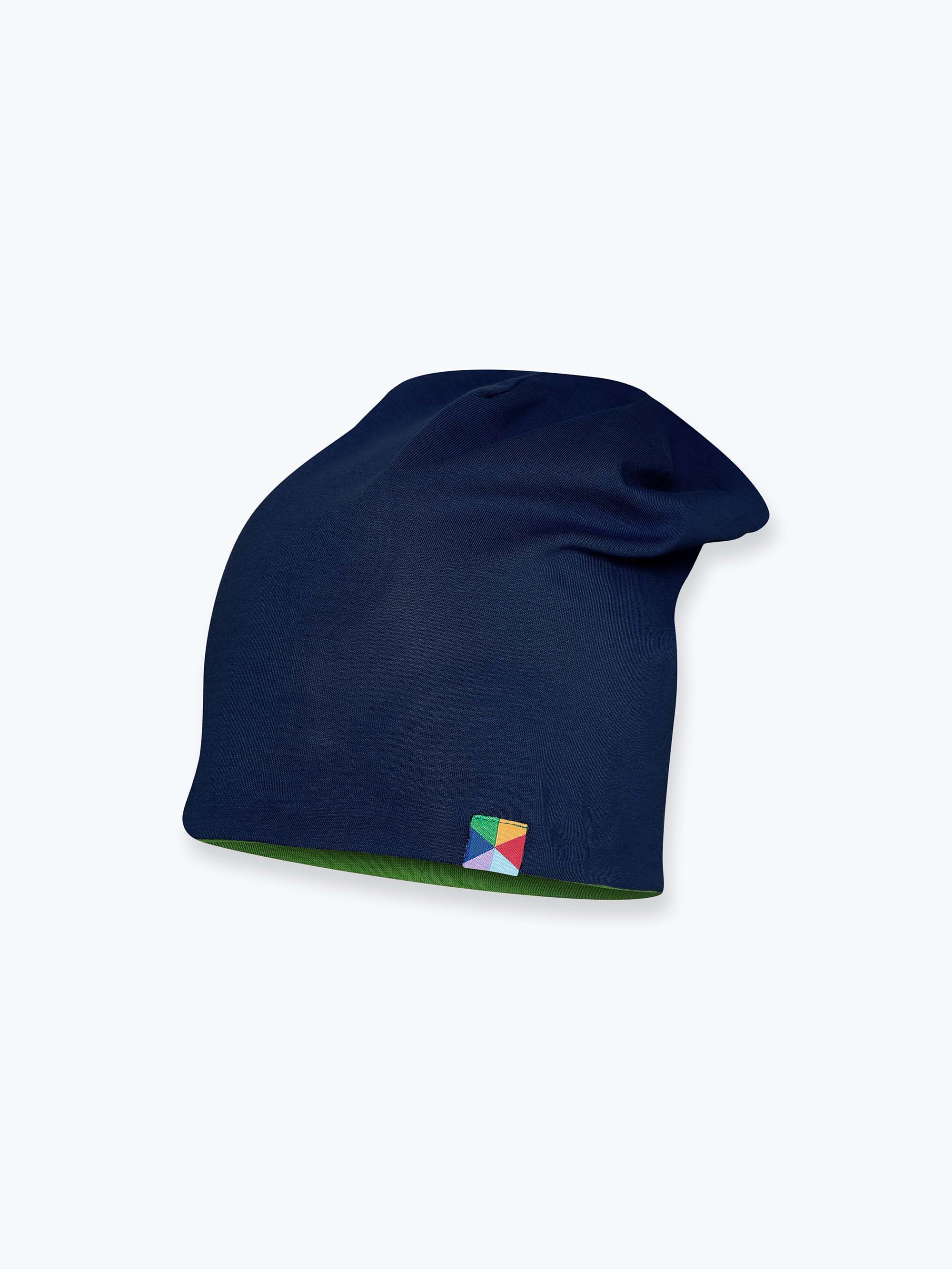 Navy blue - green reversible beanie hat