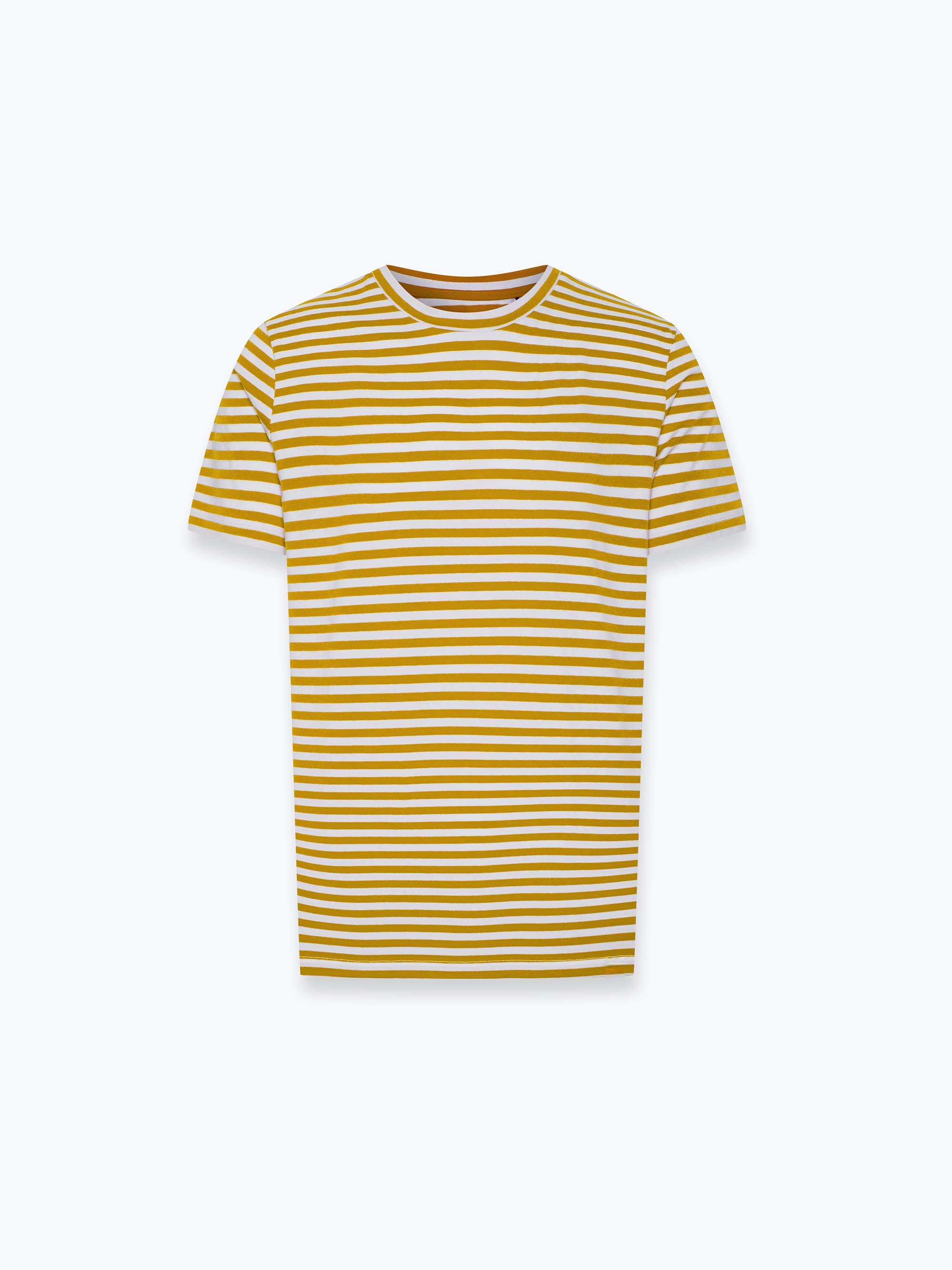 Musztardowy T-shirt męski w paski