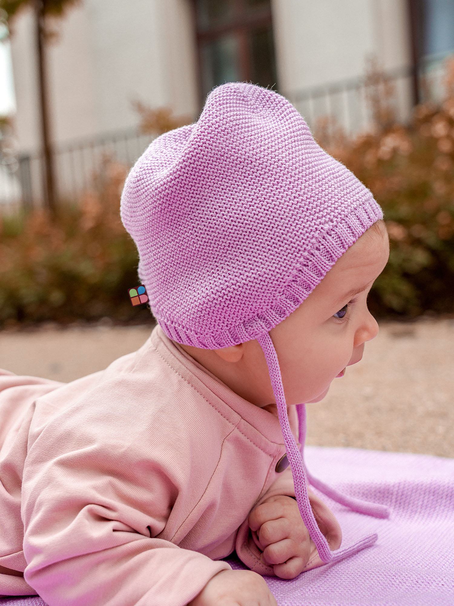 Light purple merino wool hat without lining Baby