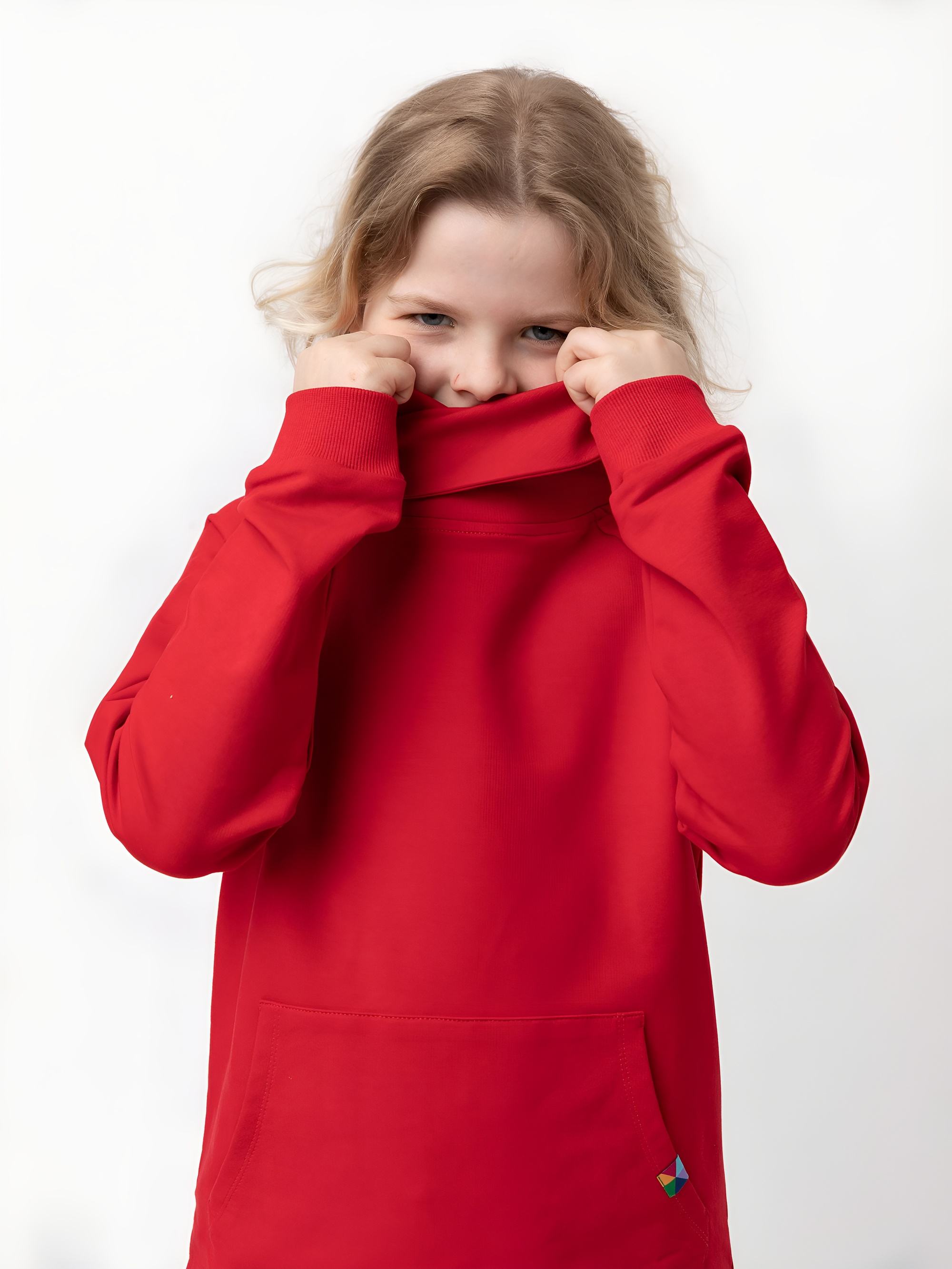 Czerwona bluza z szalem Junior
