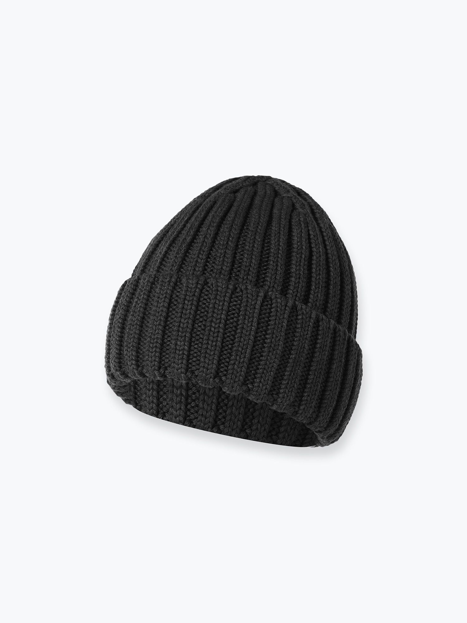 Black Chunky Merino Wool Beanie