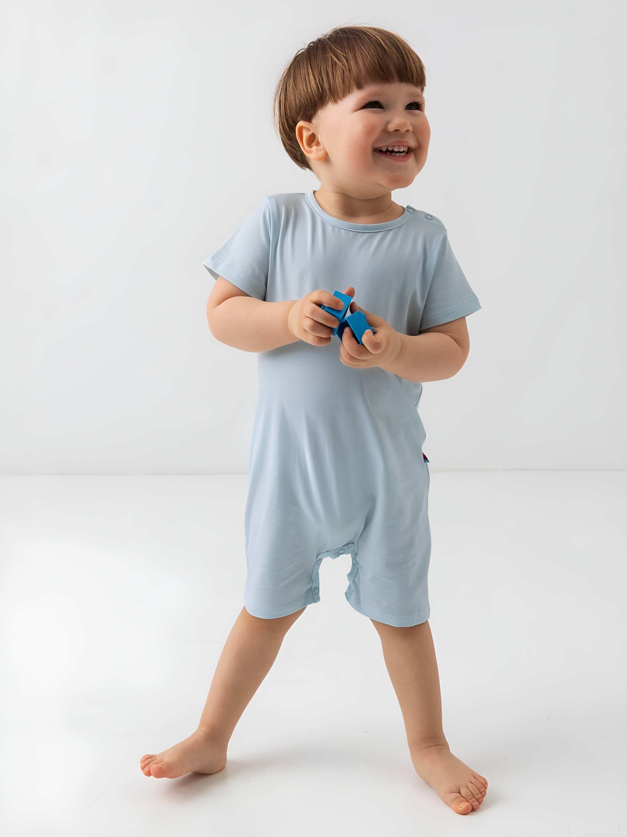 Light blue short sleeve romper