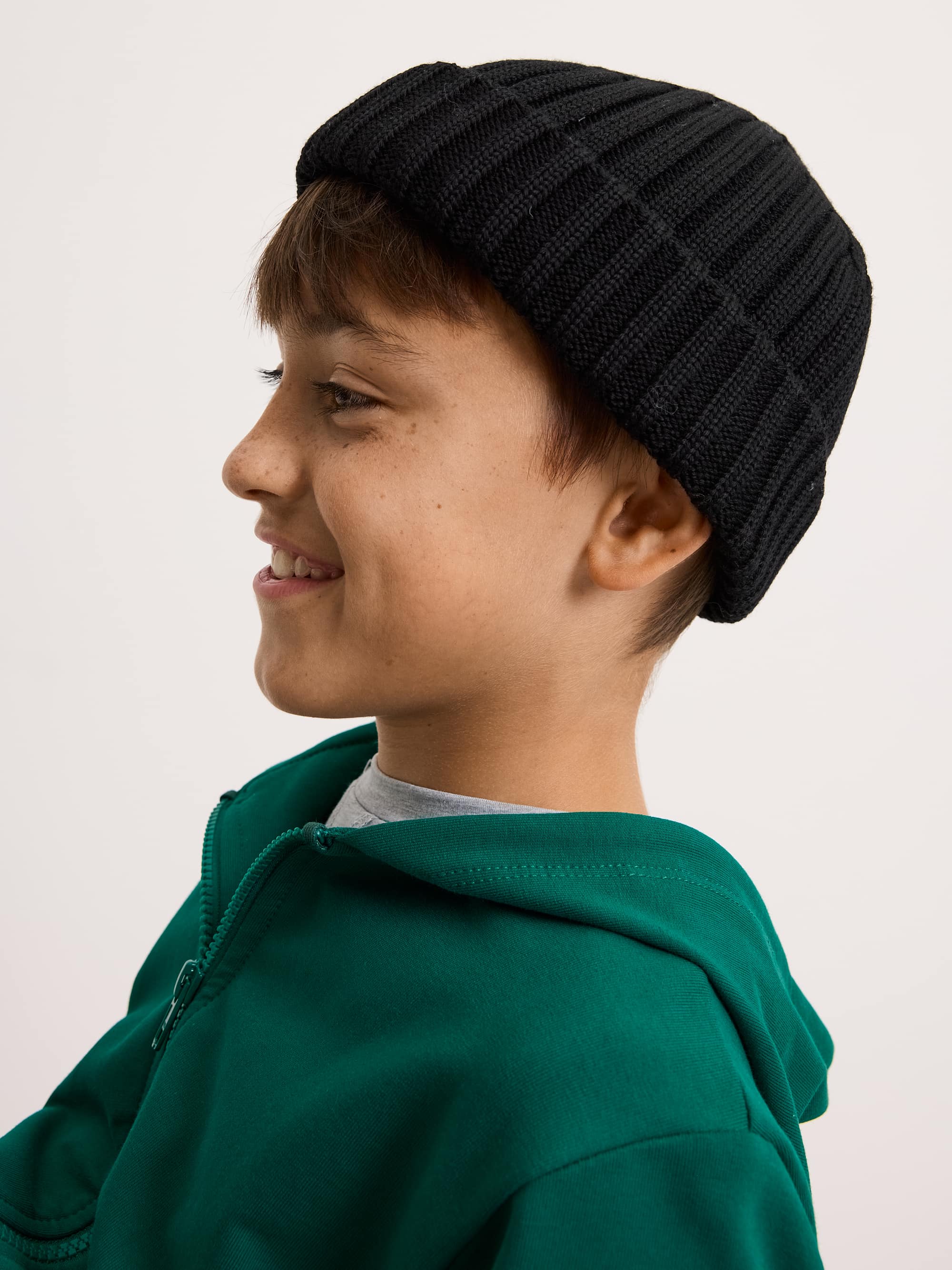 Black Merino Wool Beanie