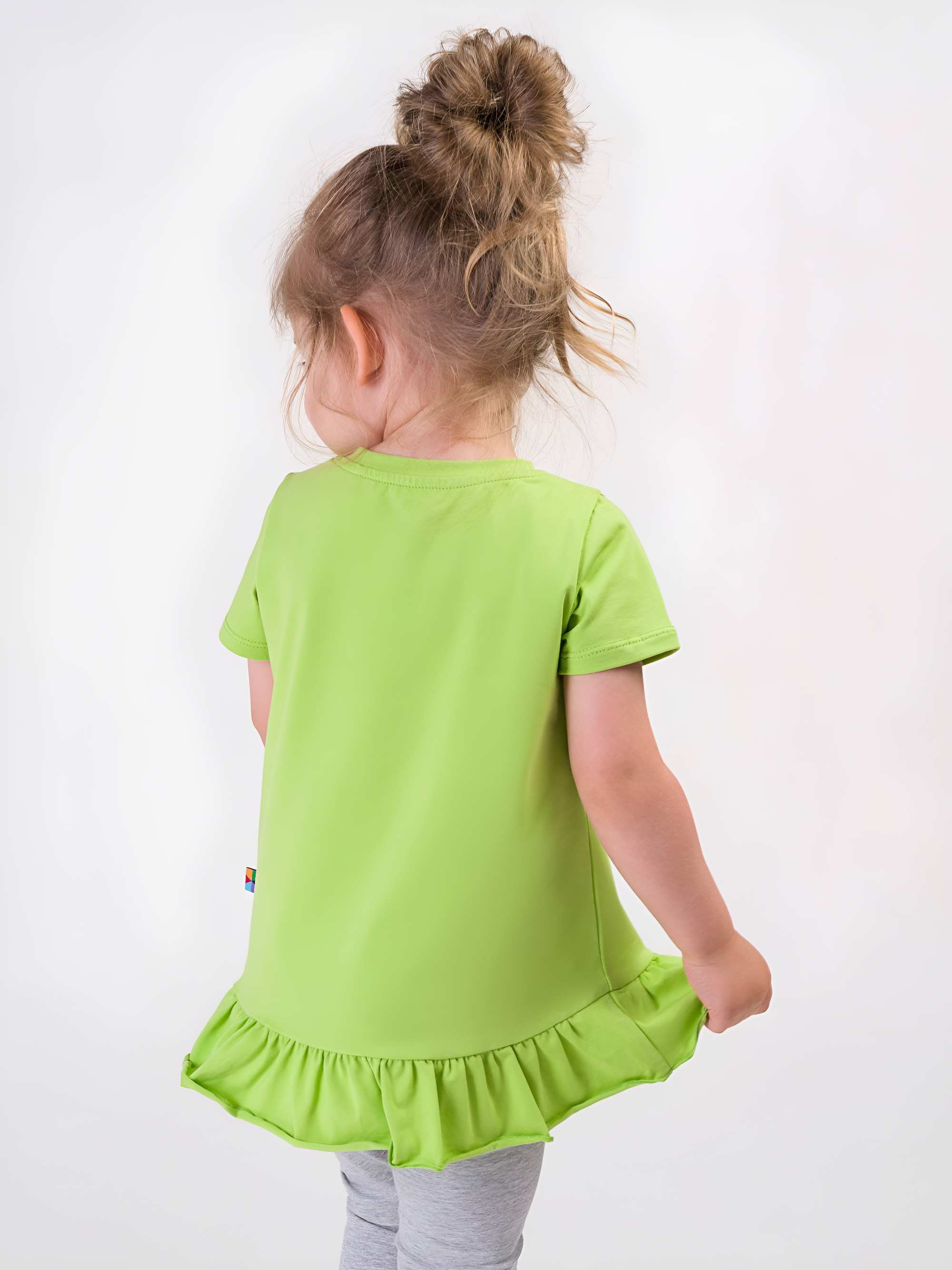 Lime green ruffle short sleeve blouse