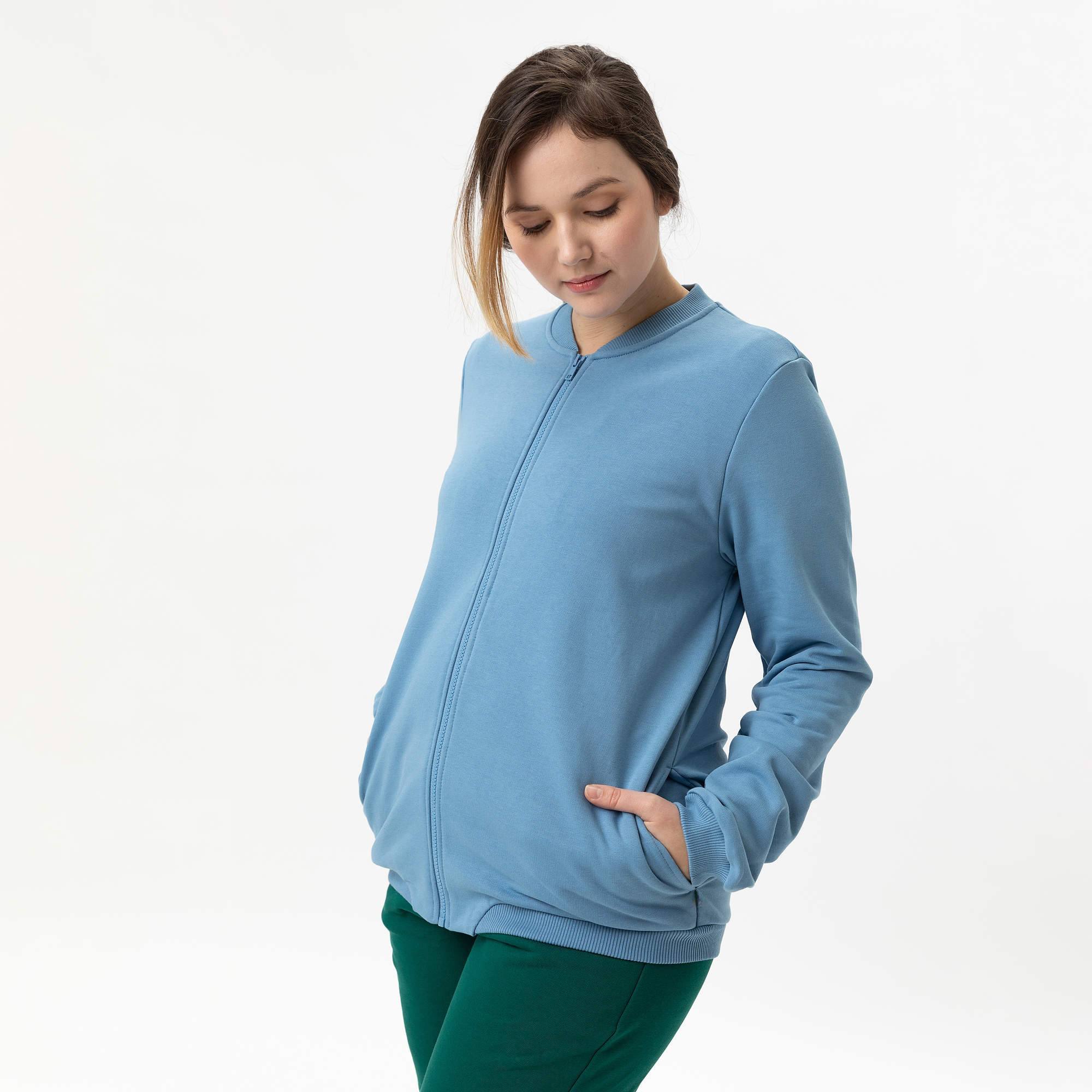 Sky blue zip-up crewneck sweatshirt Women