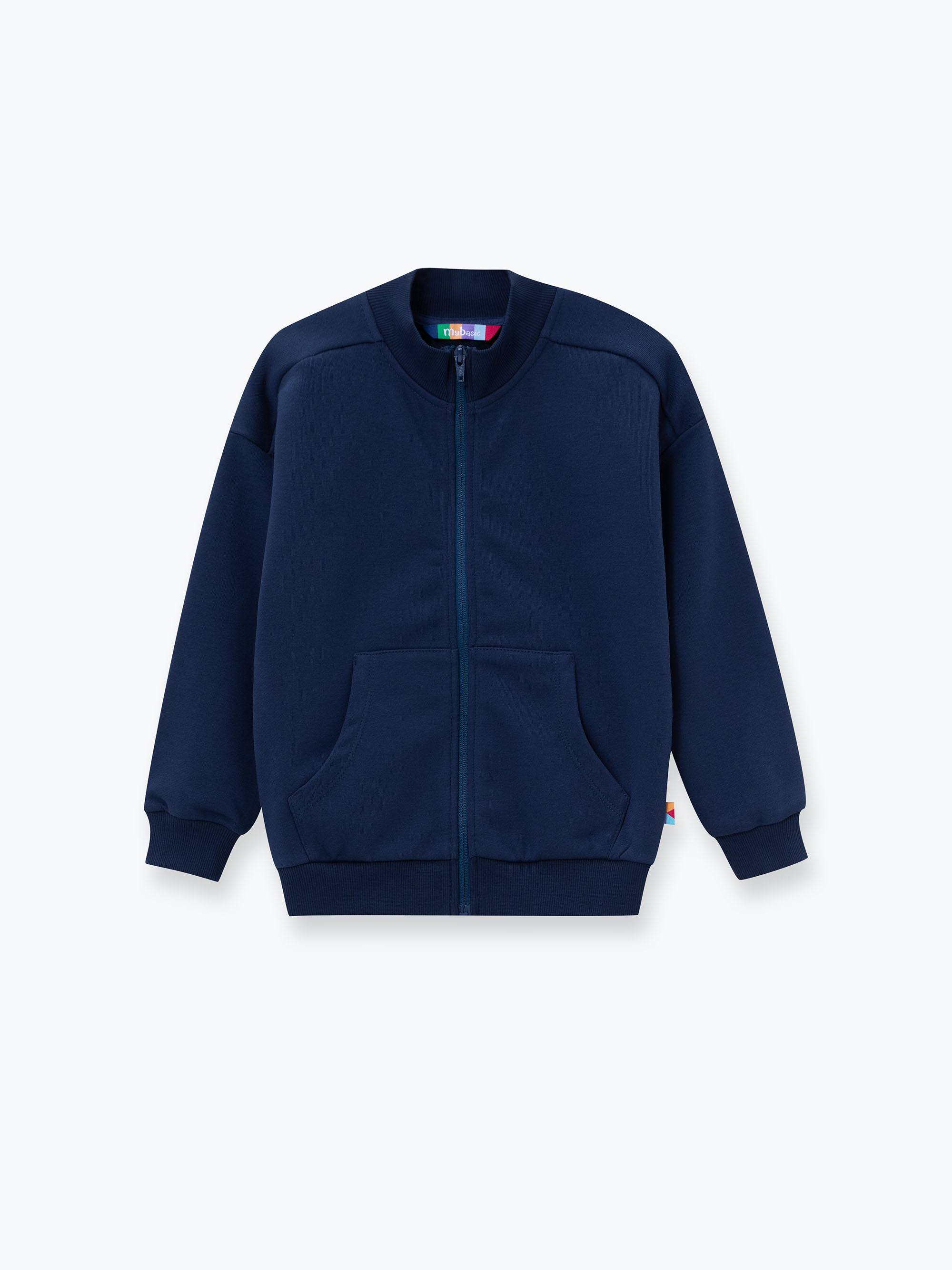Granatowa bluza rozpinana ze stójką