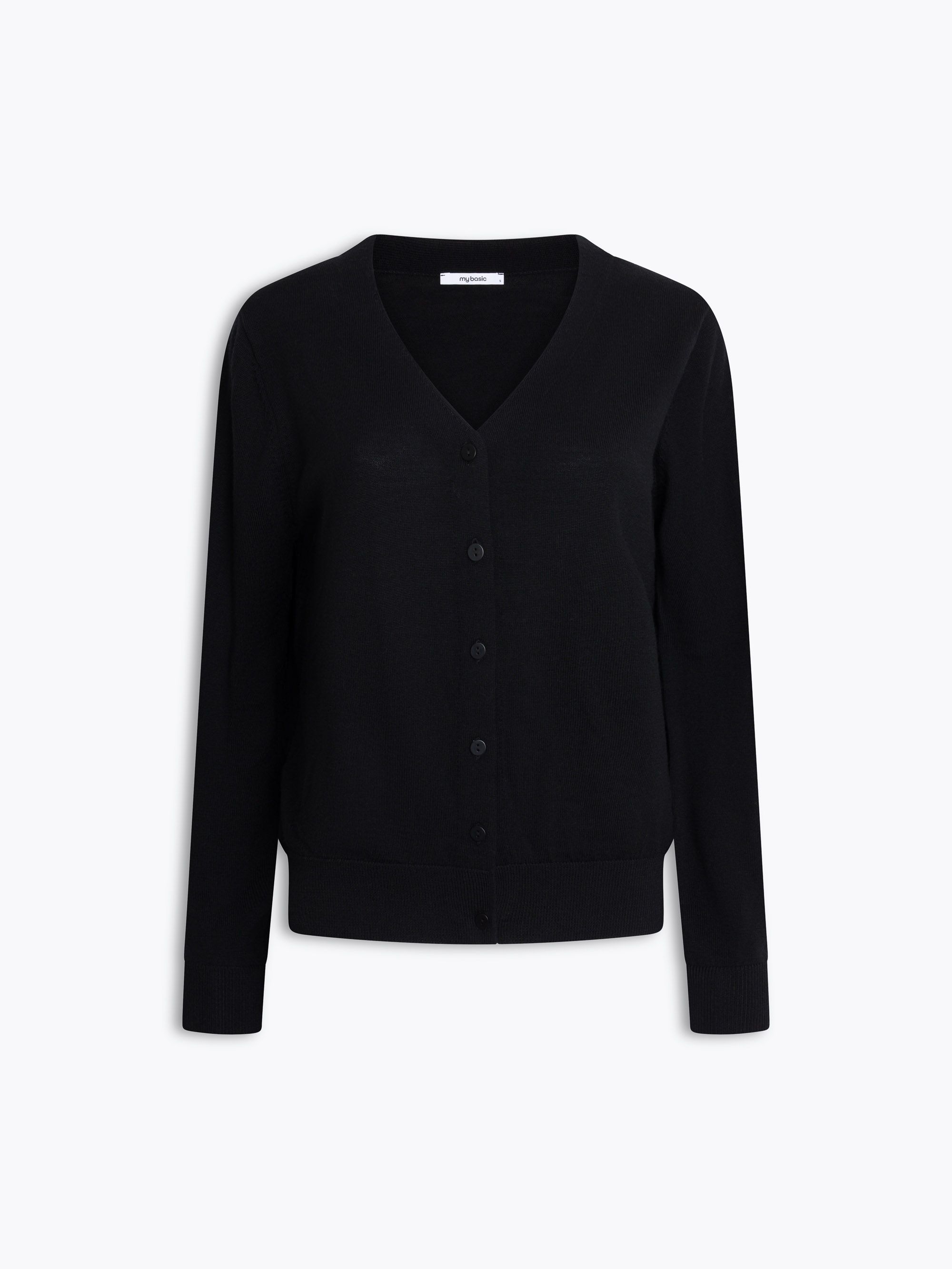 Black Merino Wool Cardigan Sweater Women