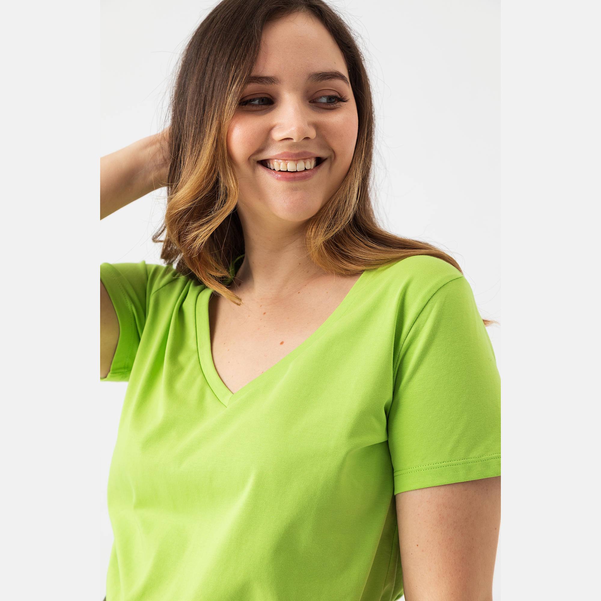 Limonkowy T-shirt damski