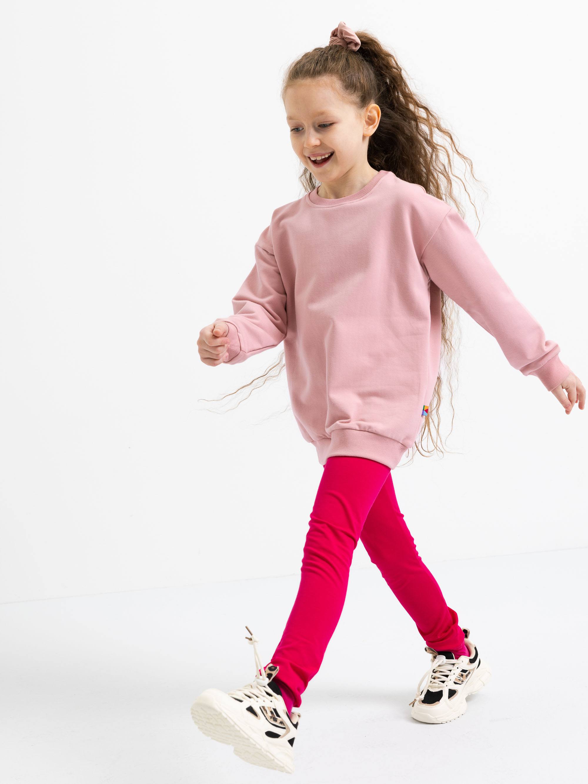 Pudroworóżowa bluza dresowa z meszkiem Junior