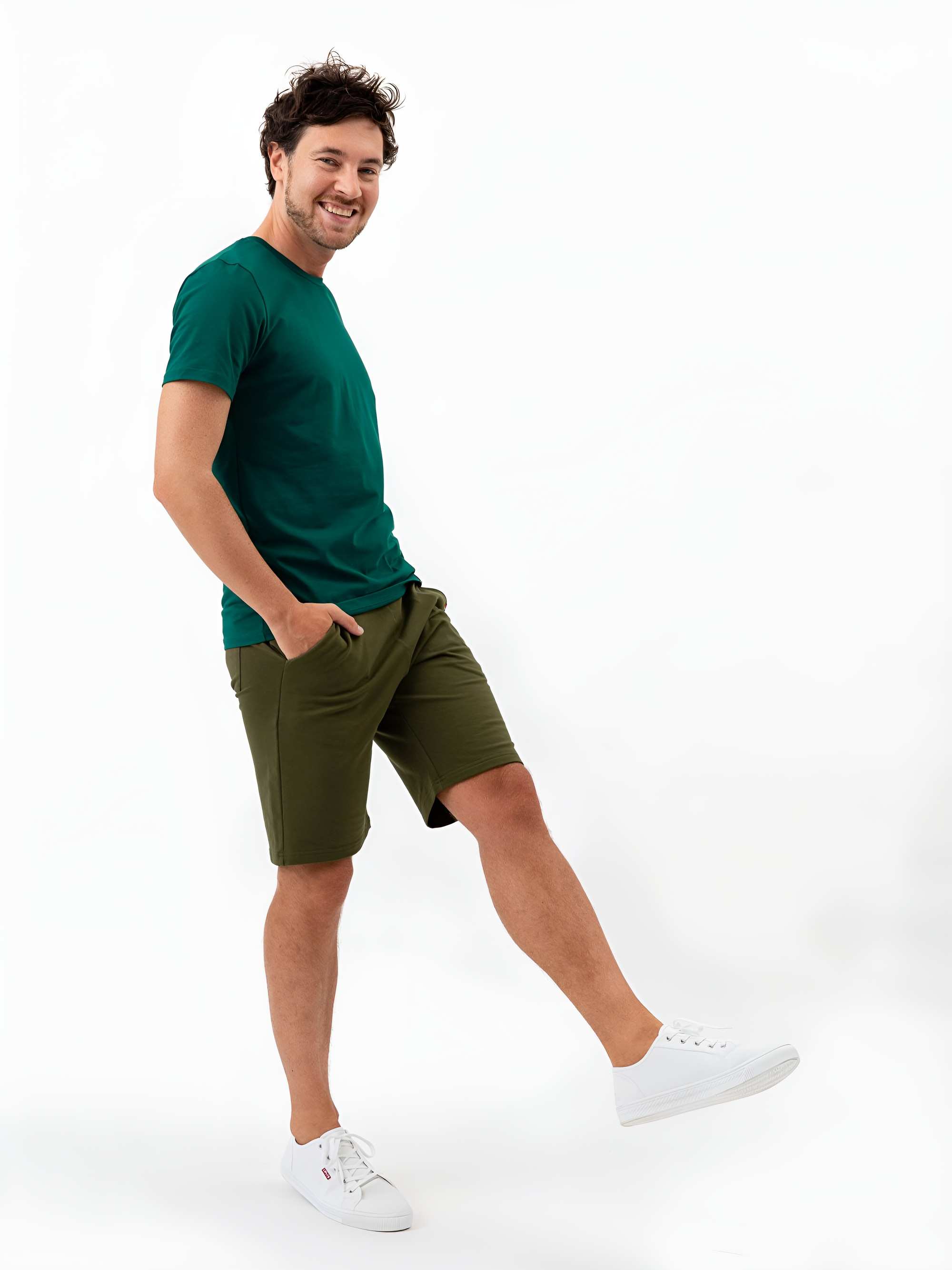 Khaki krótkie spodenki męskie