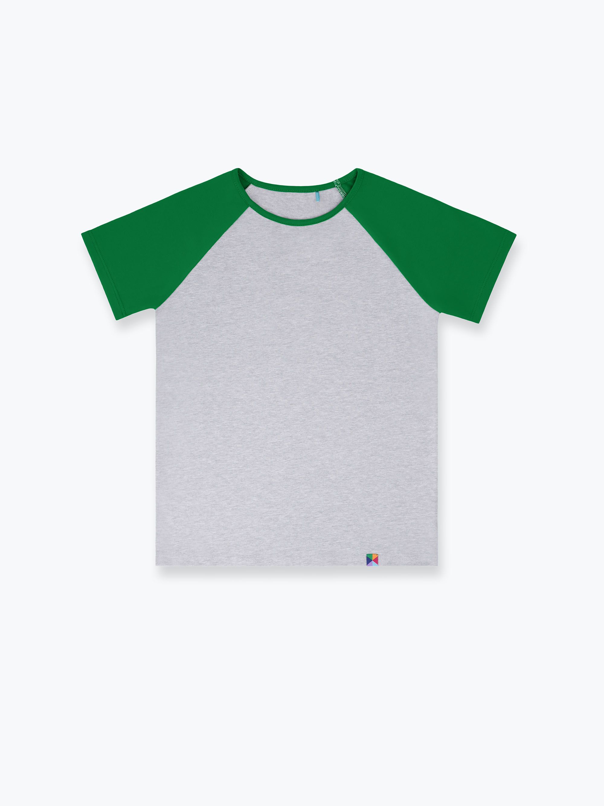 Szaro-zielona koszulka baseball z krótkim rękawem