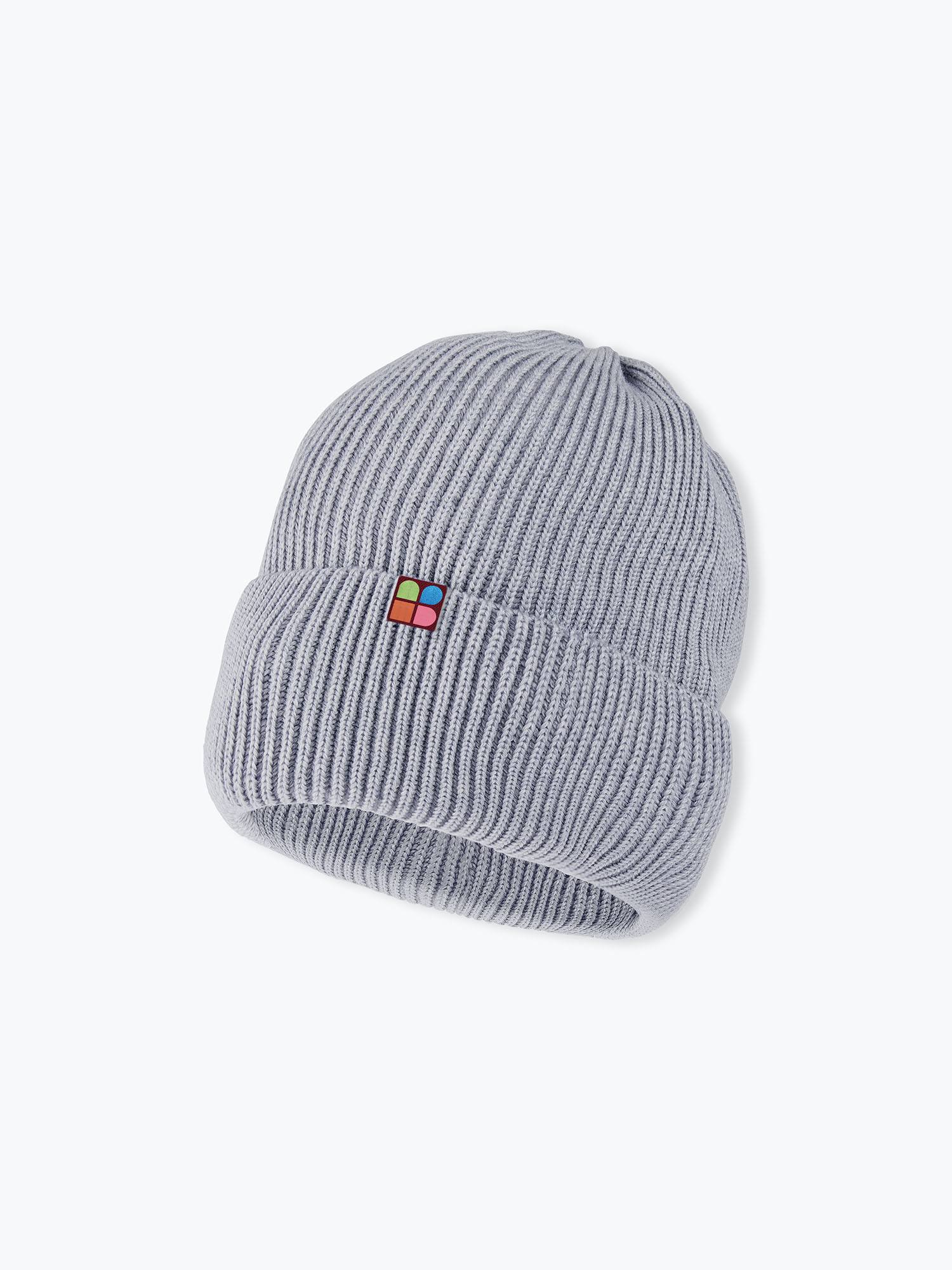 Grey melange merino wool hat kids