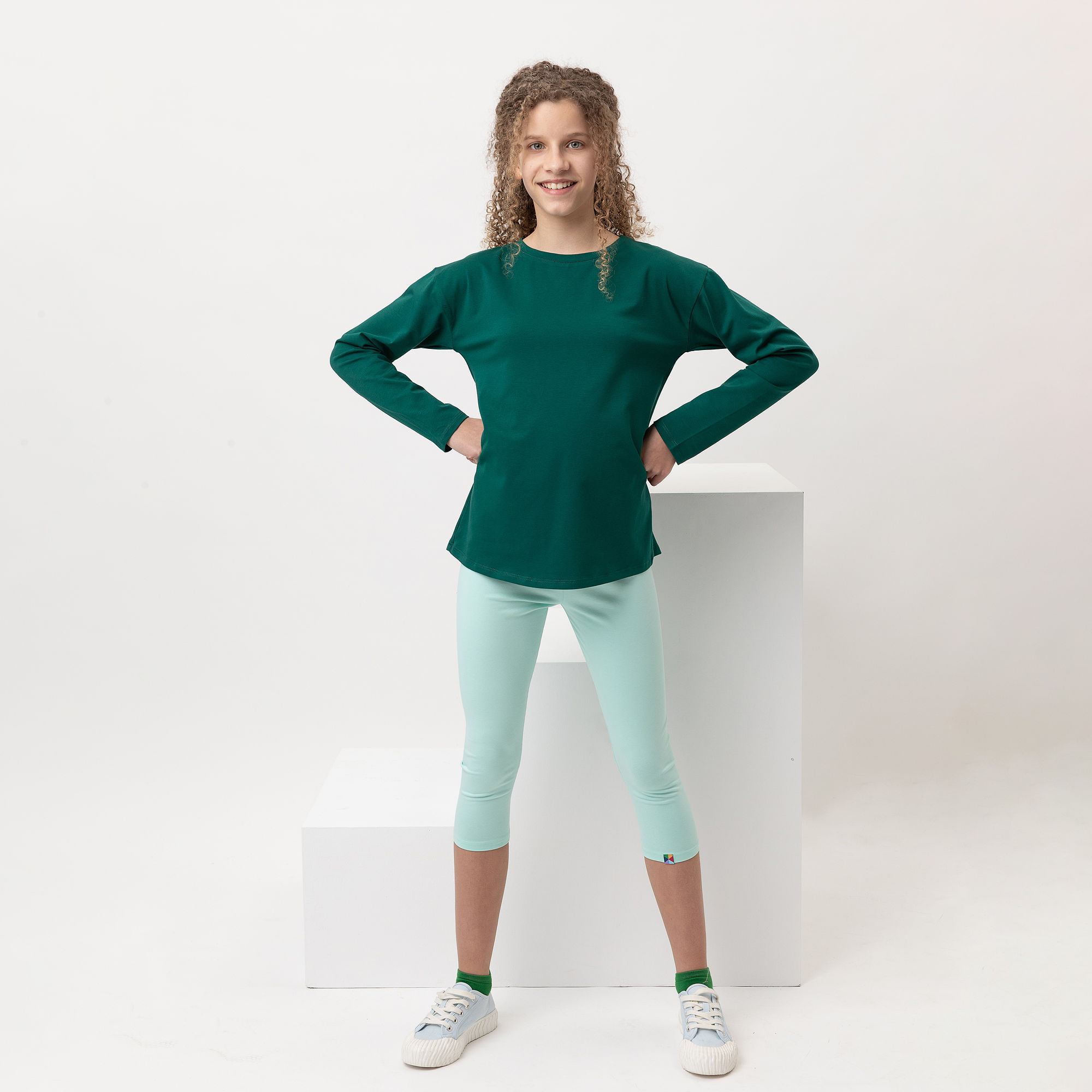 Miętowe legginsy 3/4 Junior