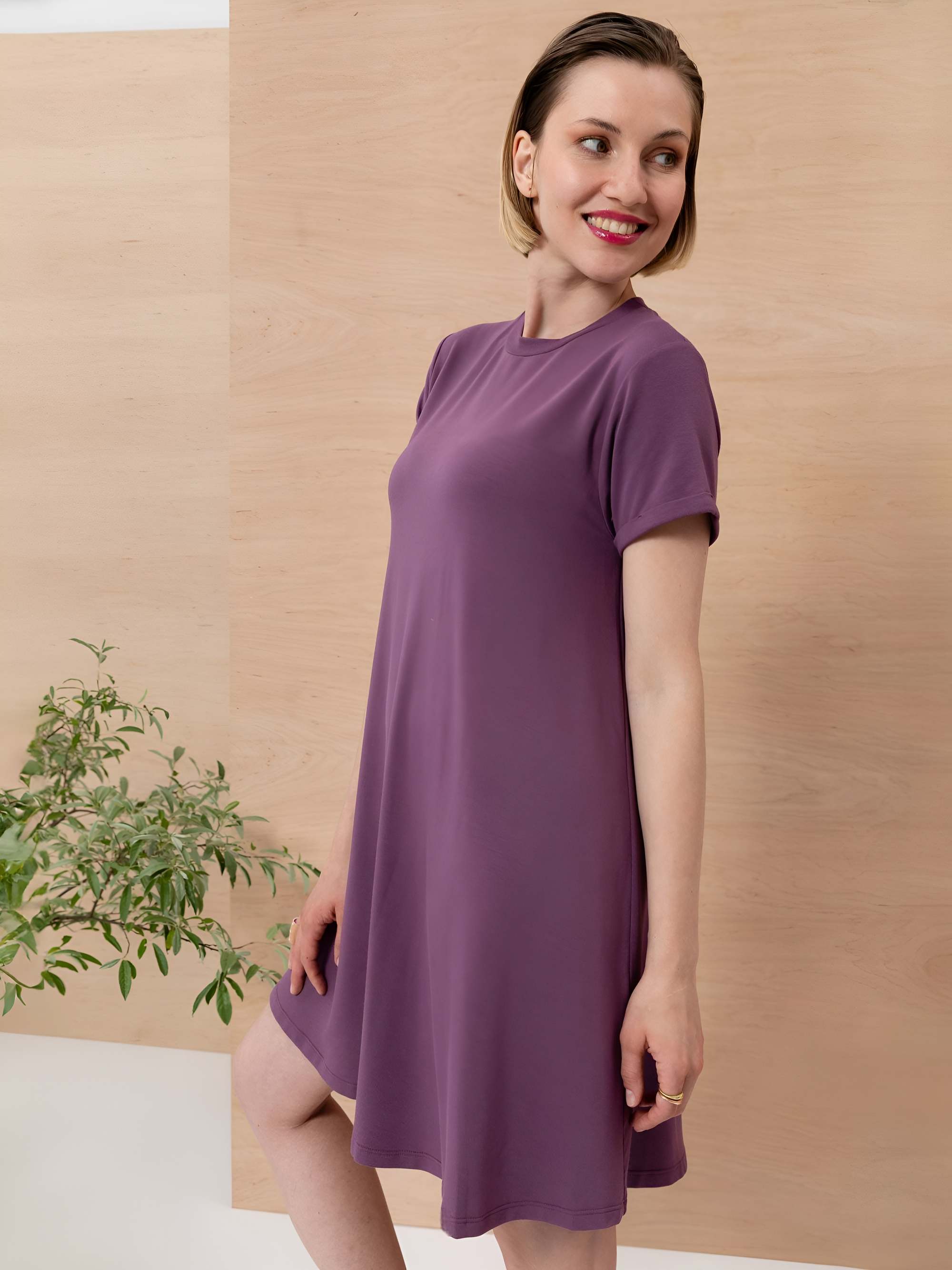 Plum trapeze dress Women