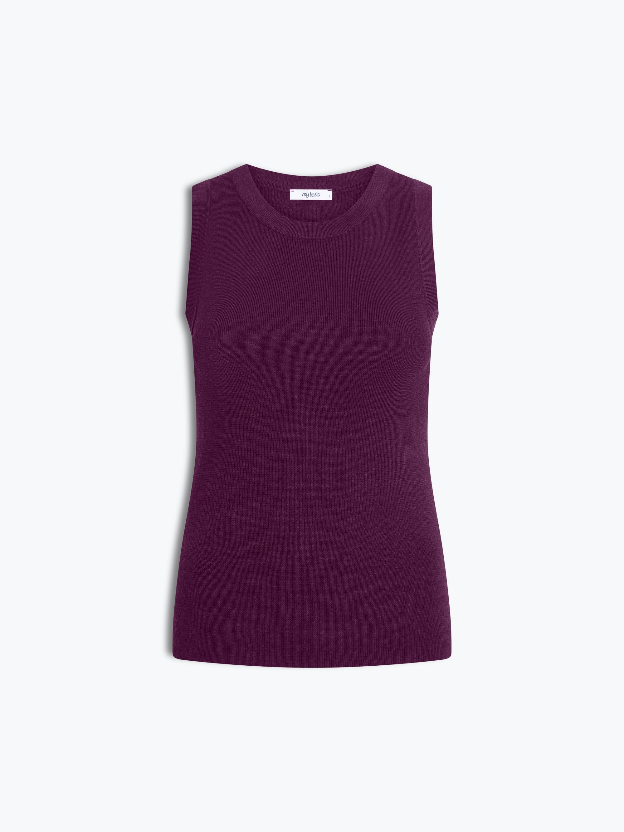 Aubergine Sleeveless Merino Wool Top Women