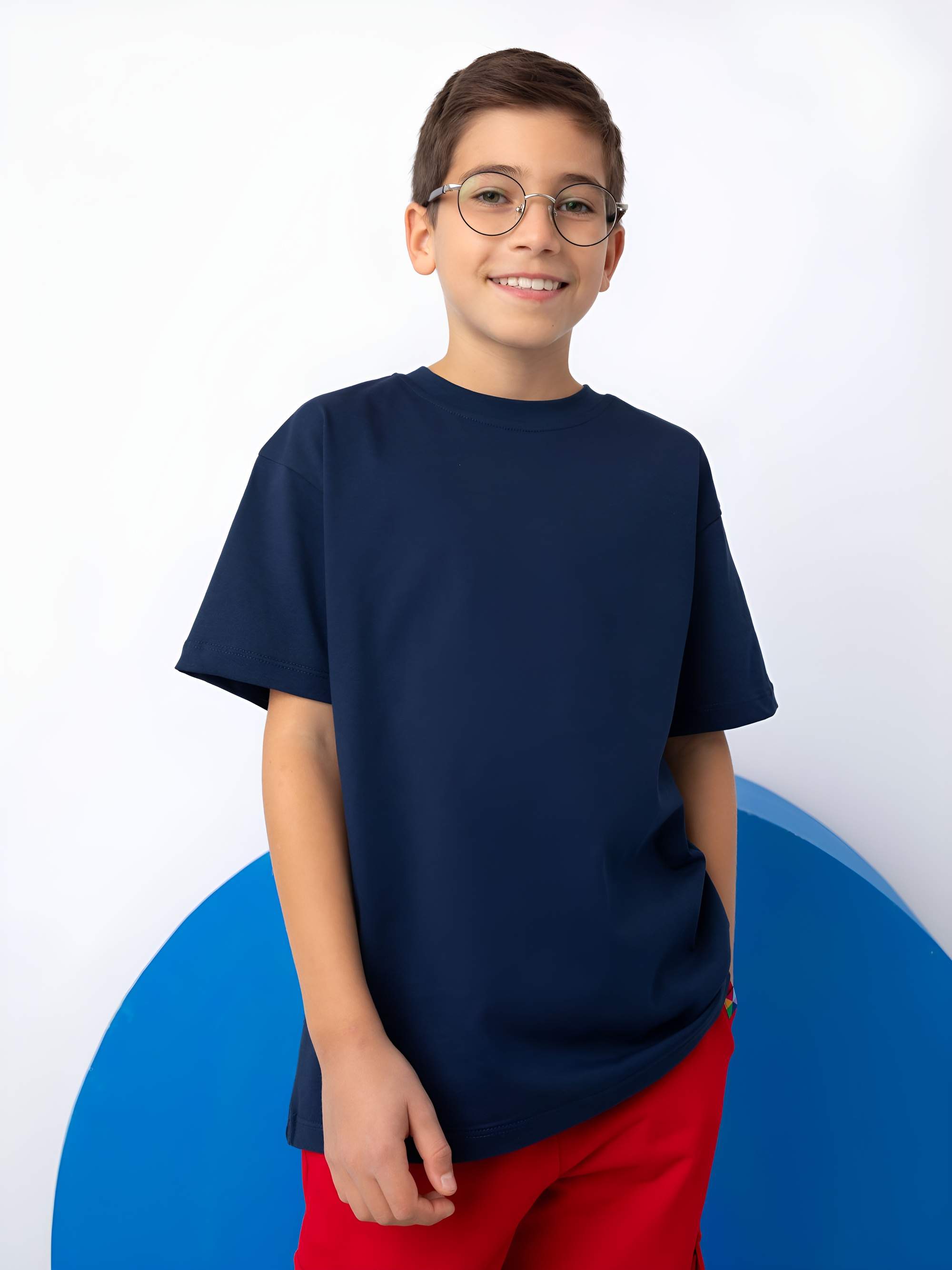 Granatowy T-shirt oversize