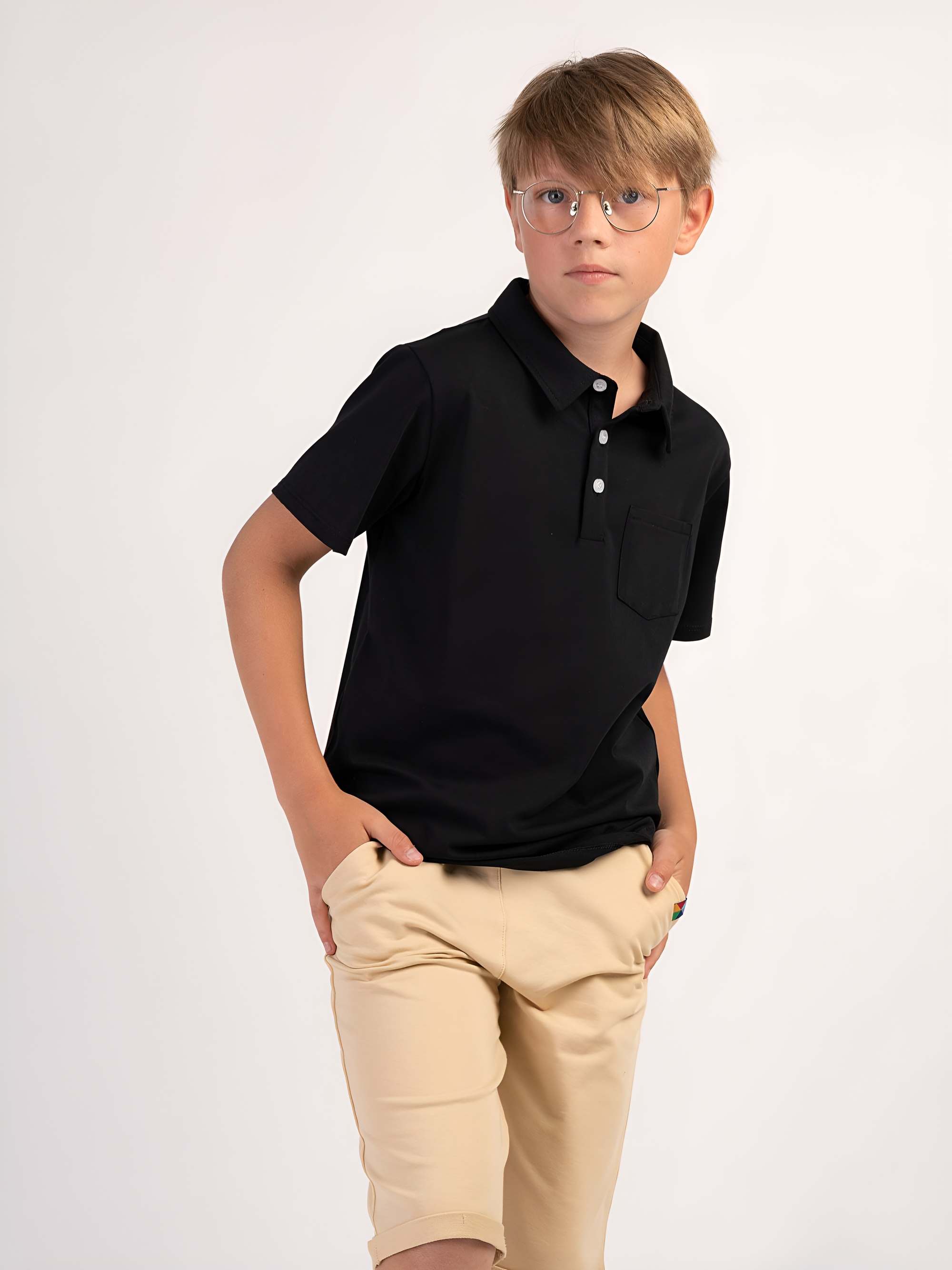 Czarna koszulka polo Junior