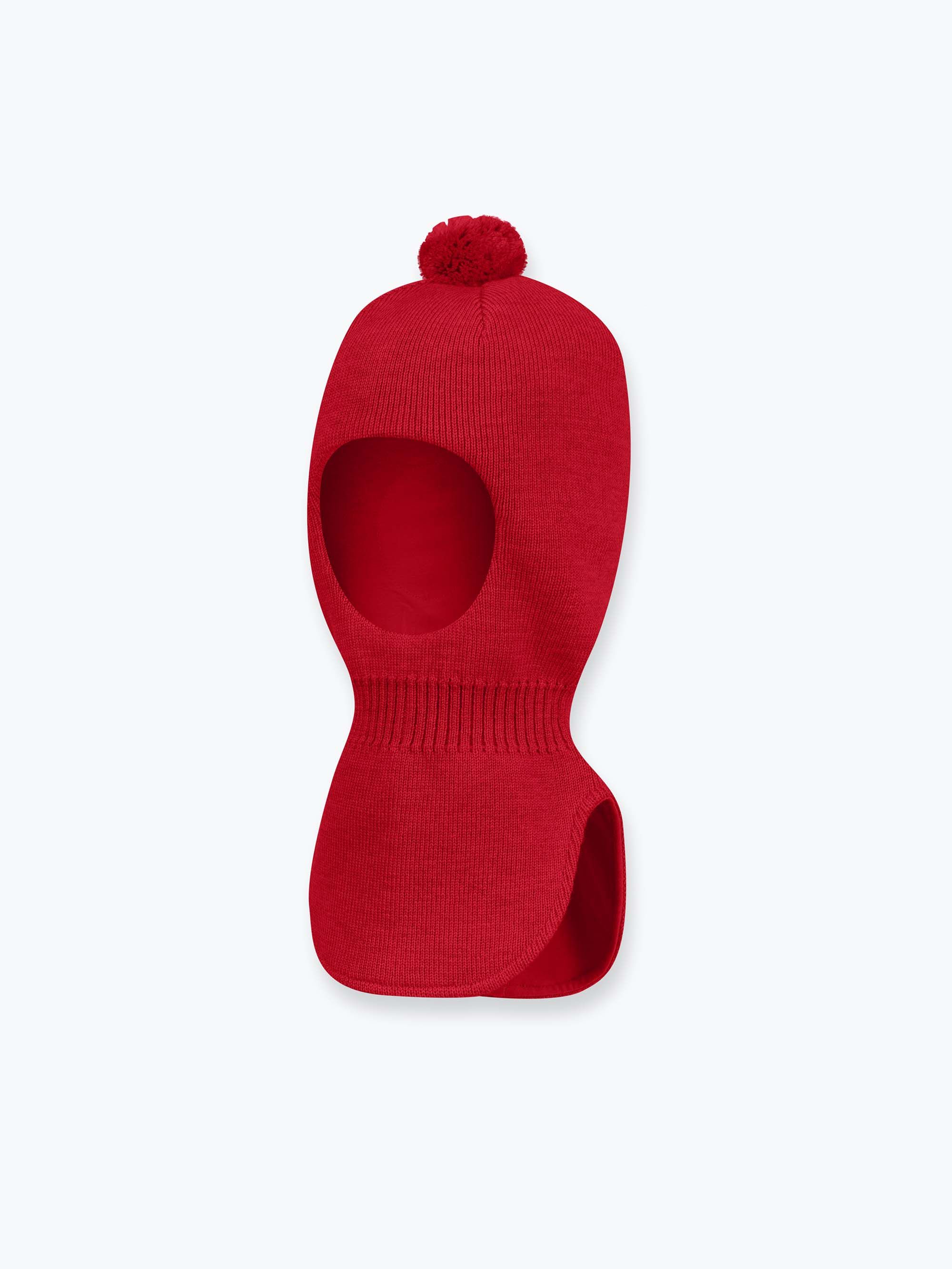 Red merino wool balaclava Baby