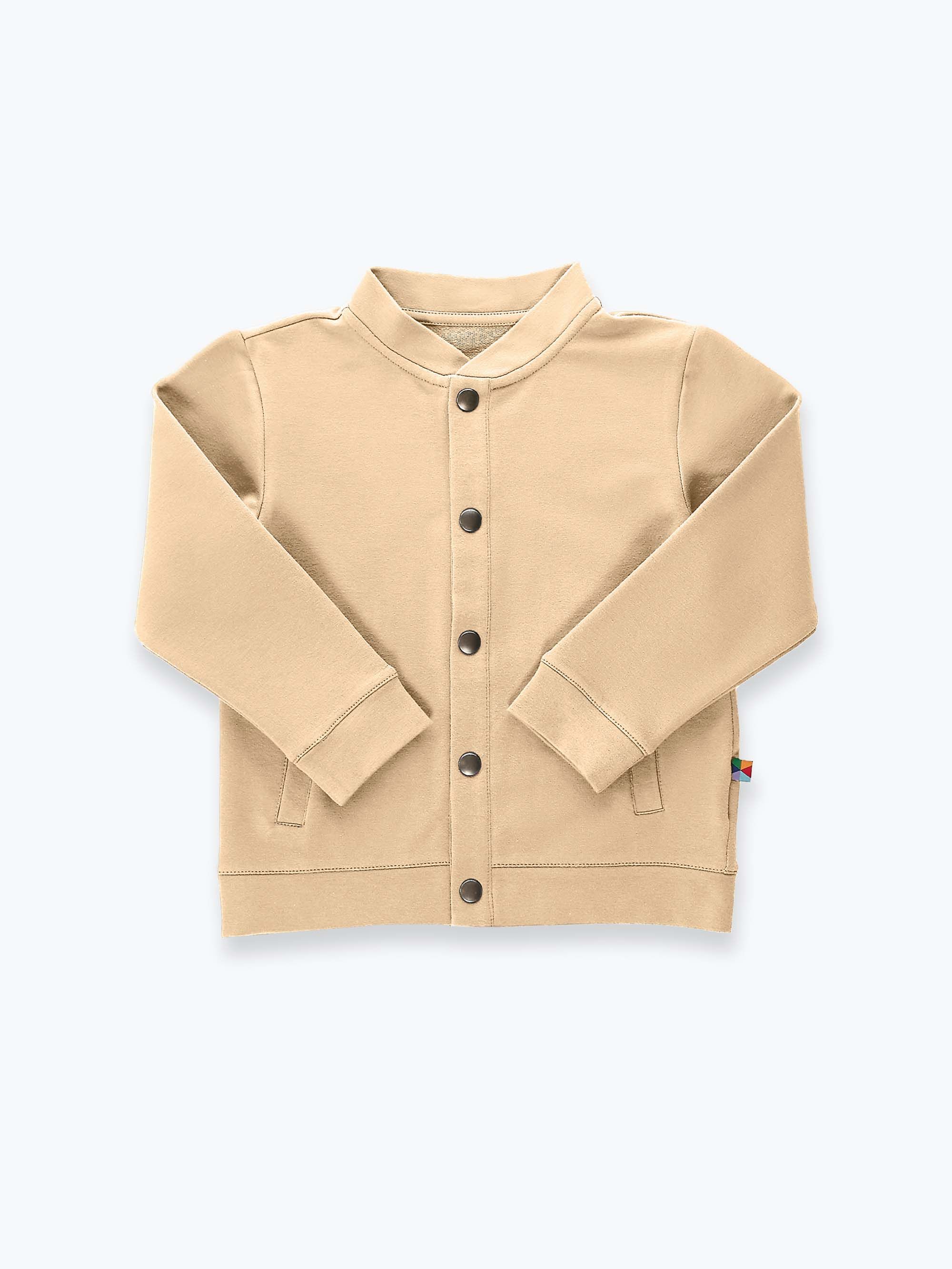 Beżowa bluza bomber z kieszeniami