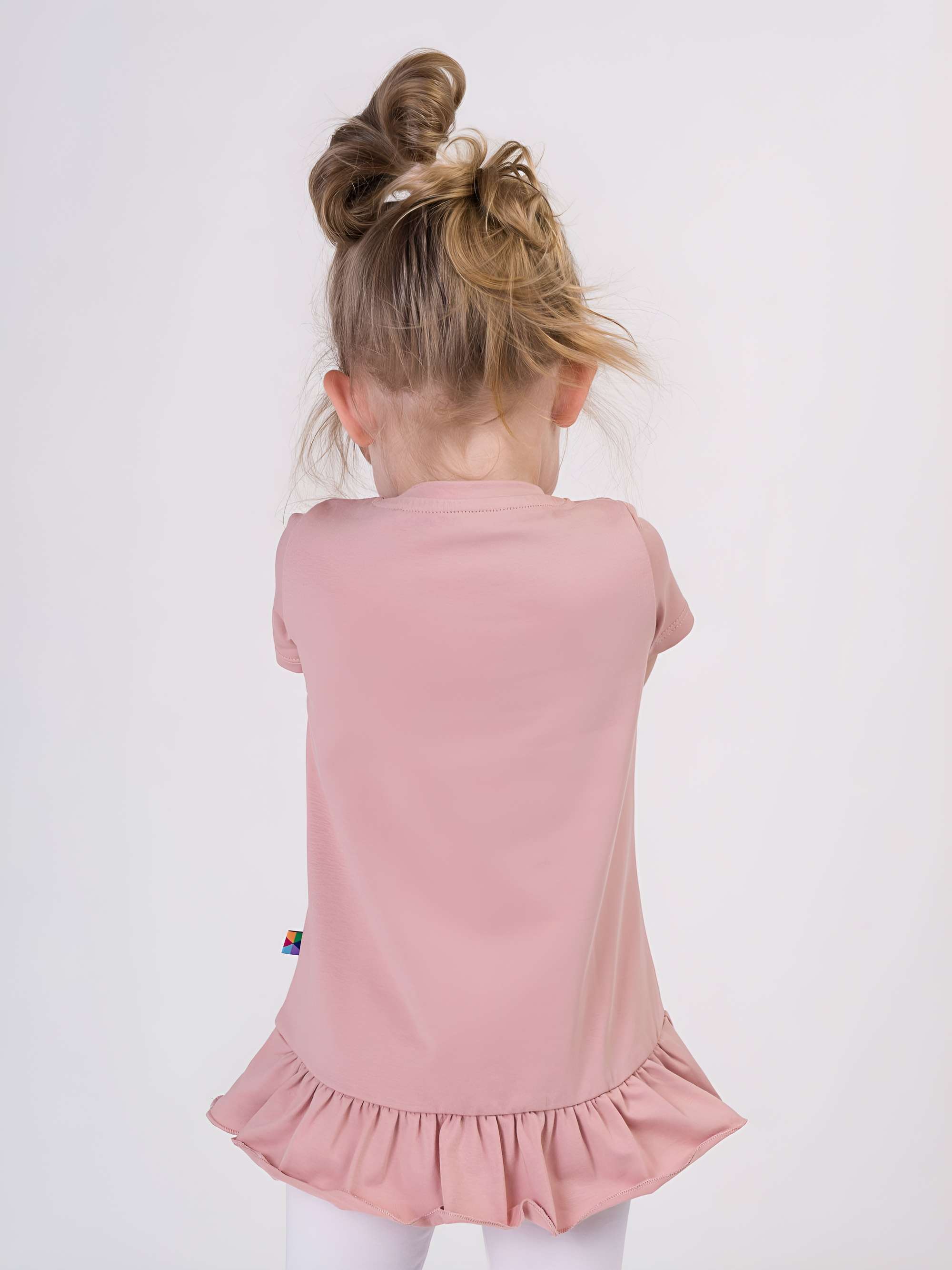 Powder pink ruffle short sleeve blouse