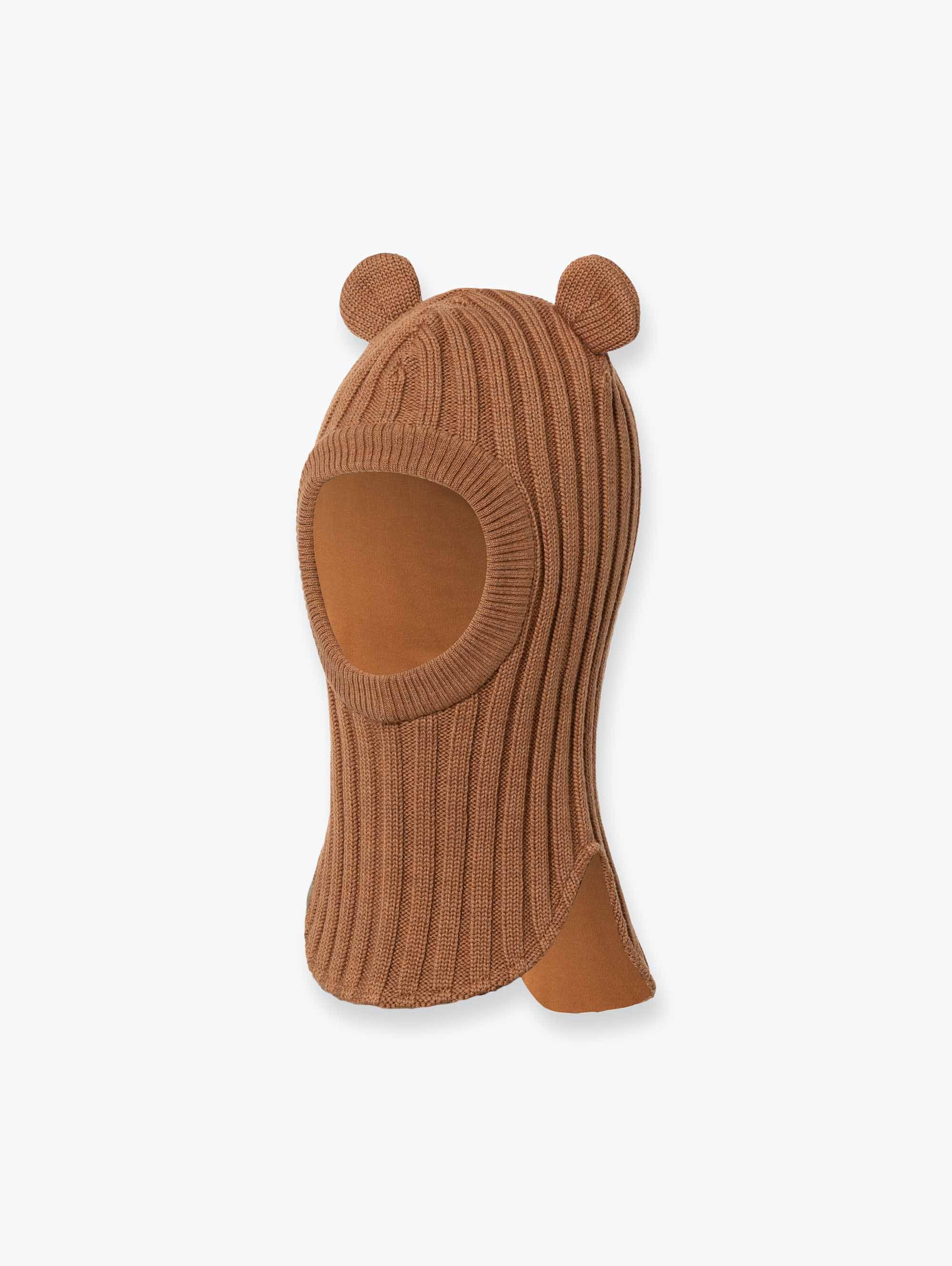 Karmelowa kominiarka merino z uszkami