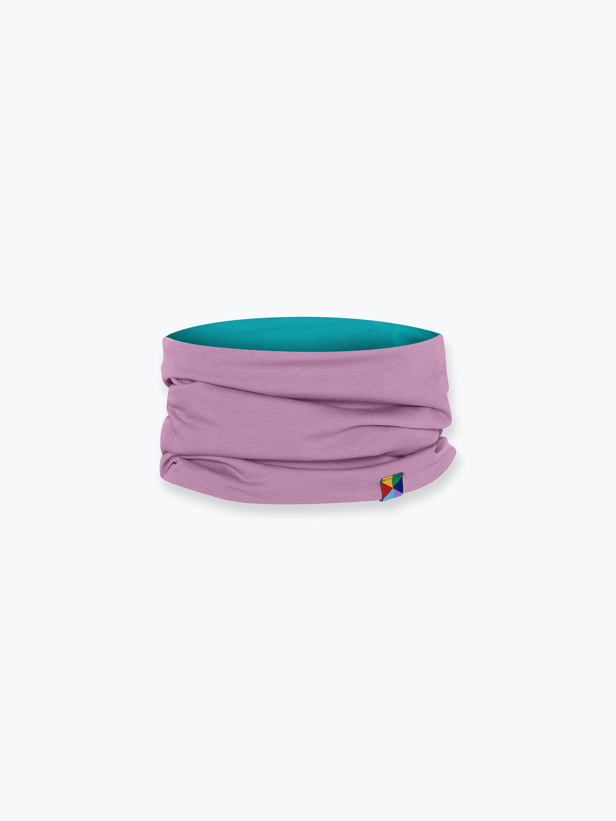 Turquoise - light purple reversible neck warmer Junior