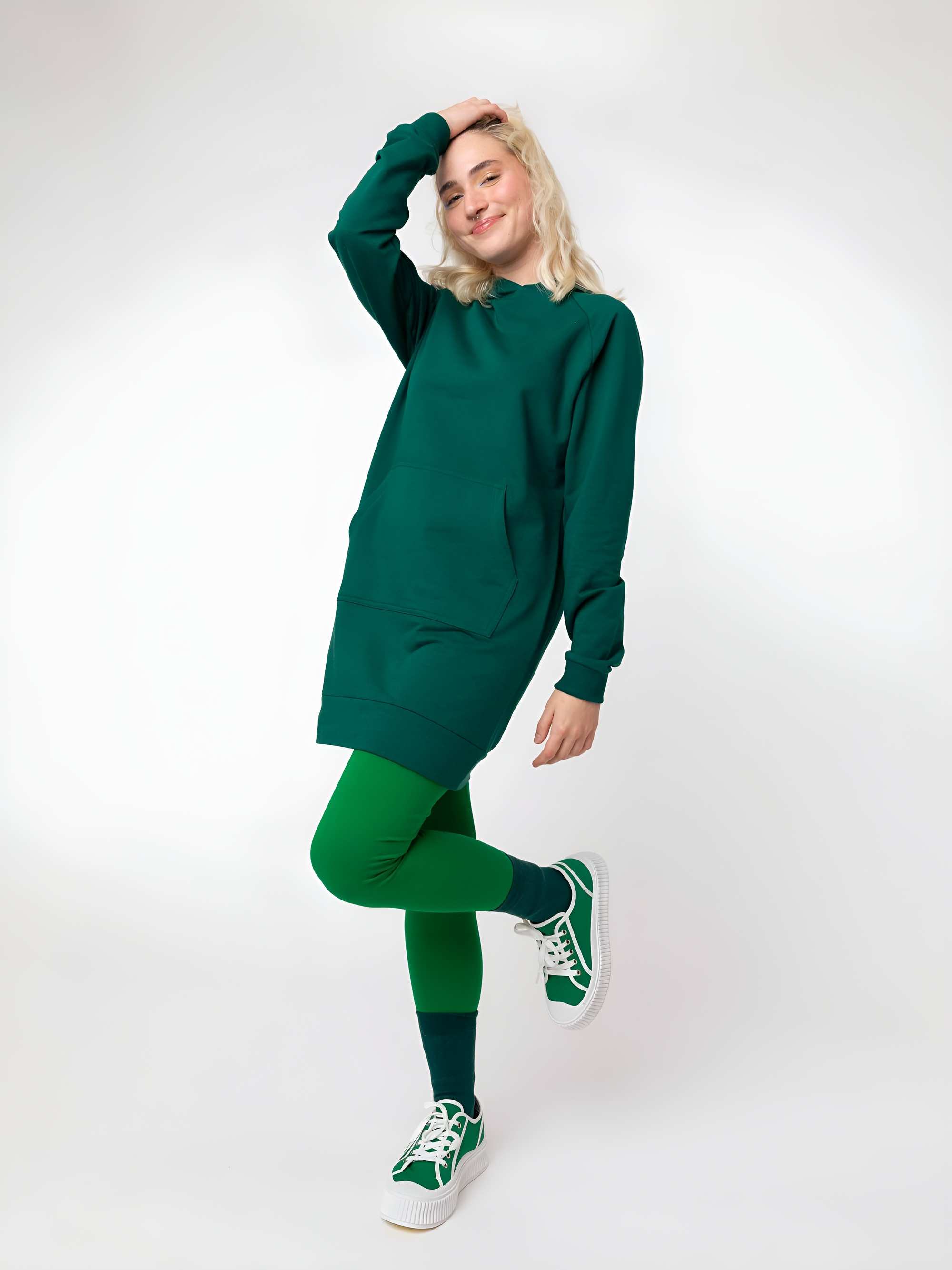 Zielone legginsy z gumką w pasie
