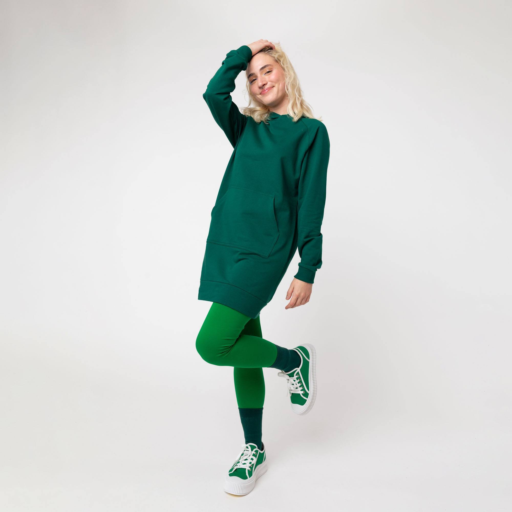 Zielone legginsy z gumką w pasie