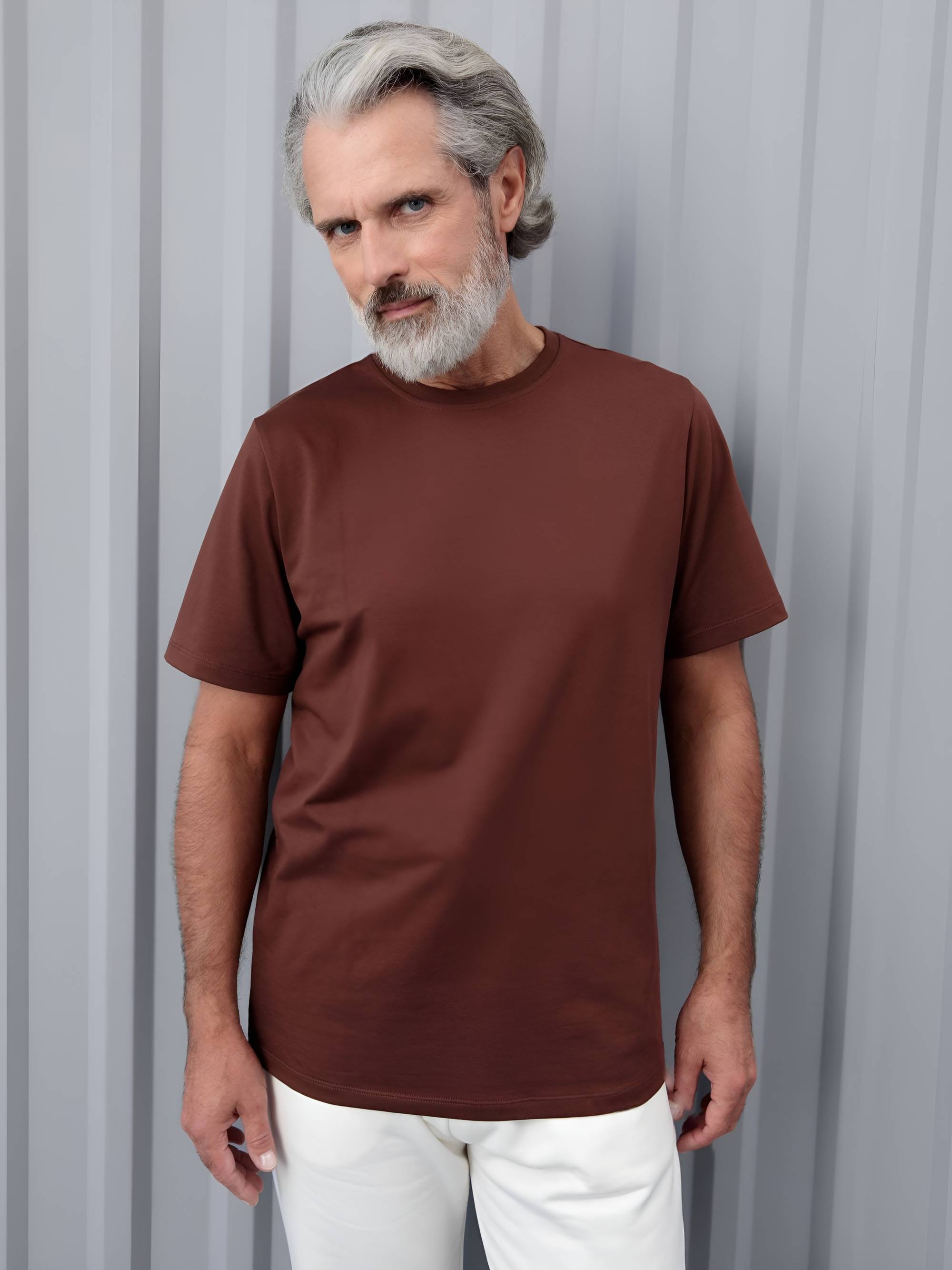 Brązowy T-shirt oversize męski