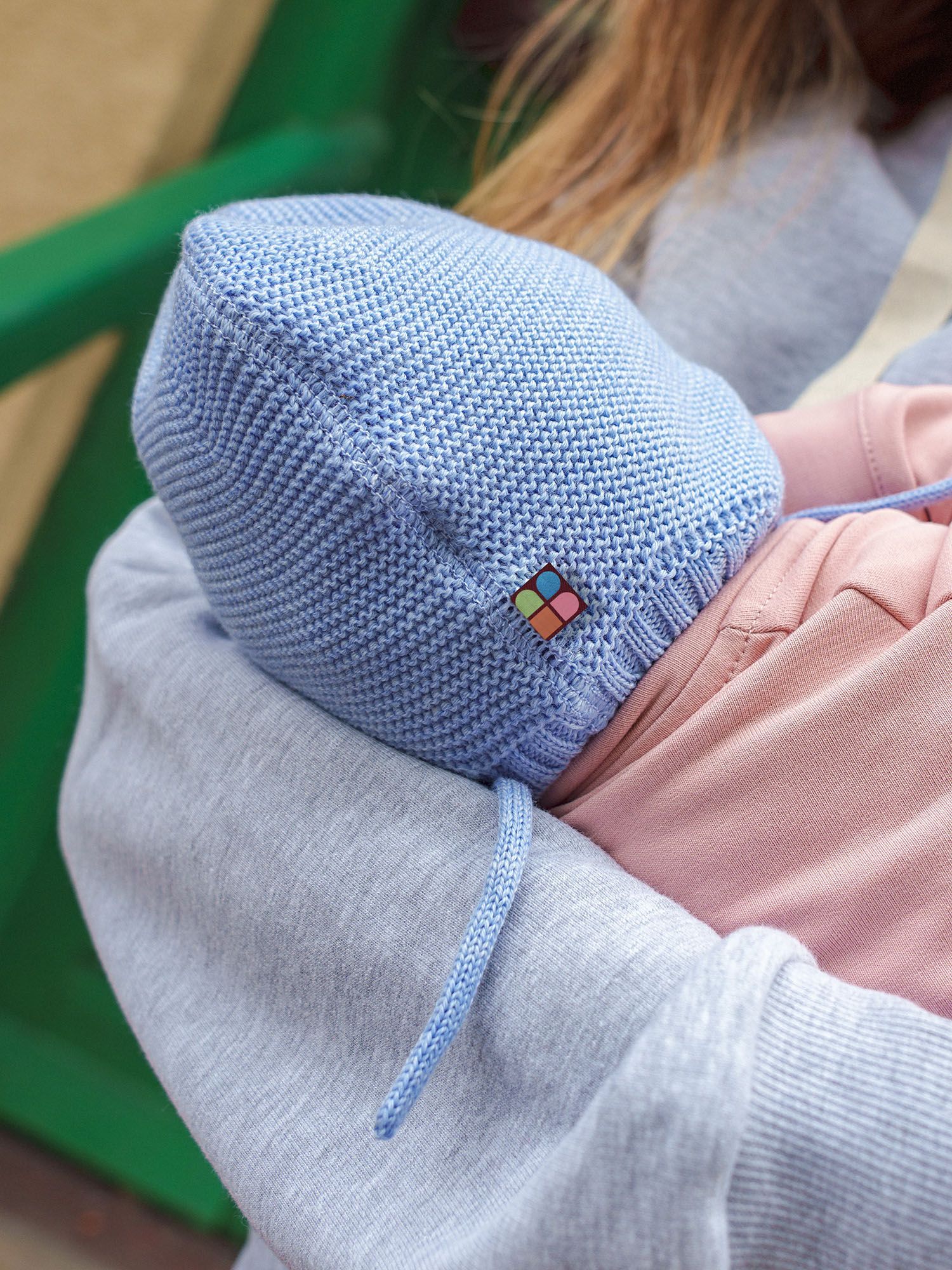 Sky blue merino wool hat without lining Baby