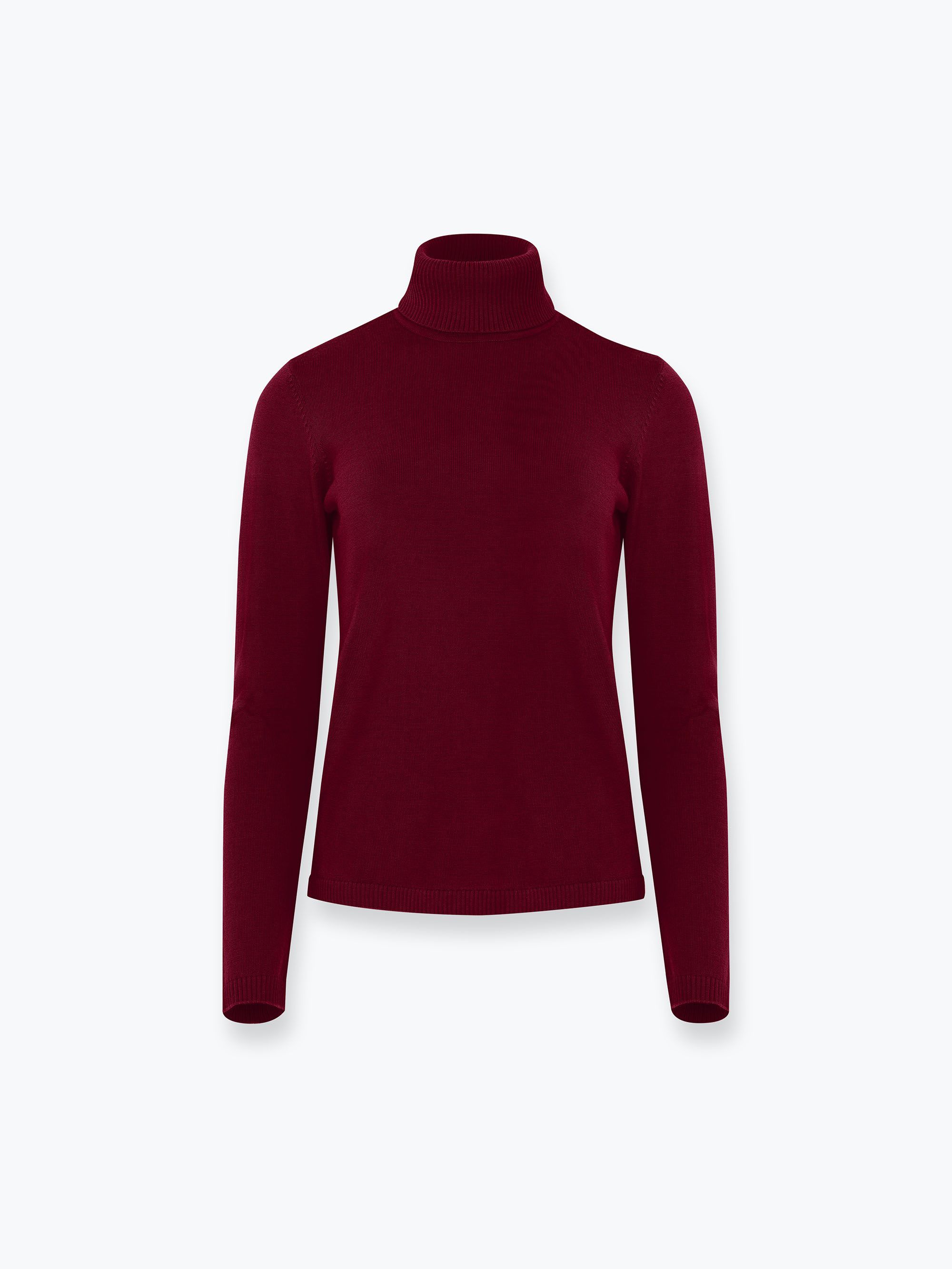 Ciemnoczerwony golf z wełny merino damski