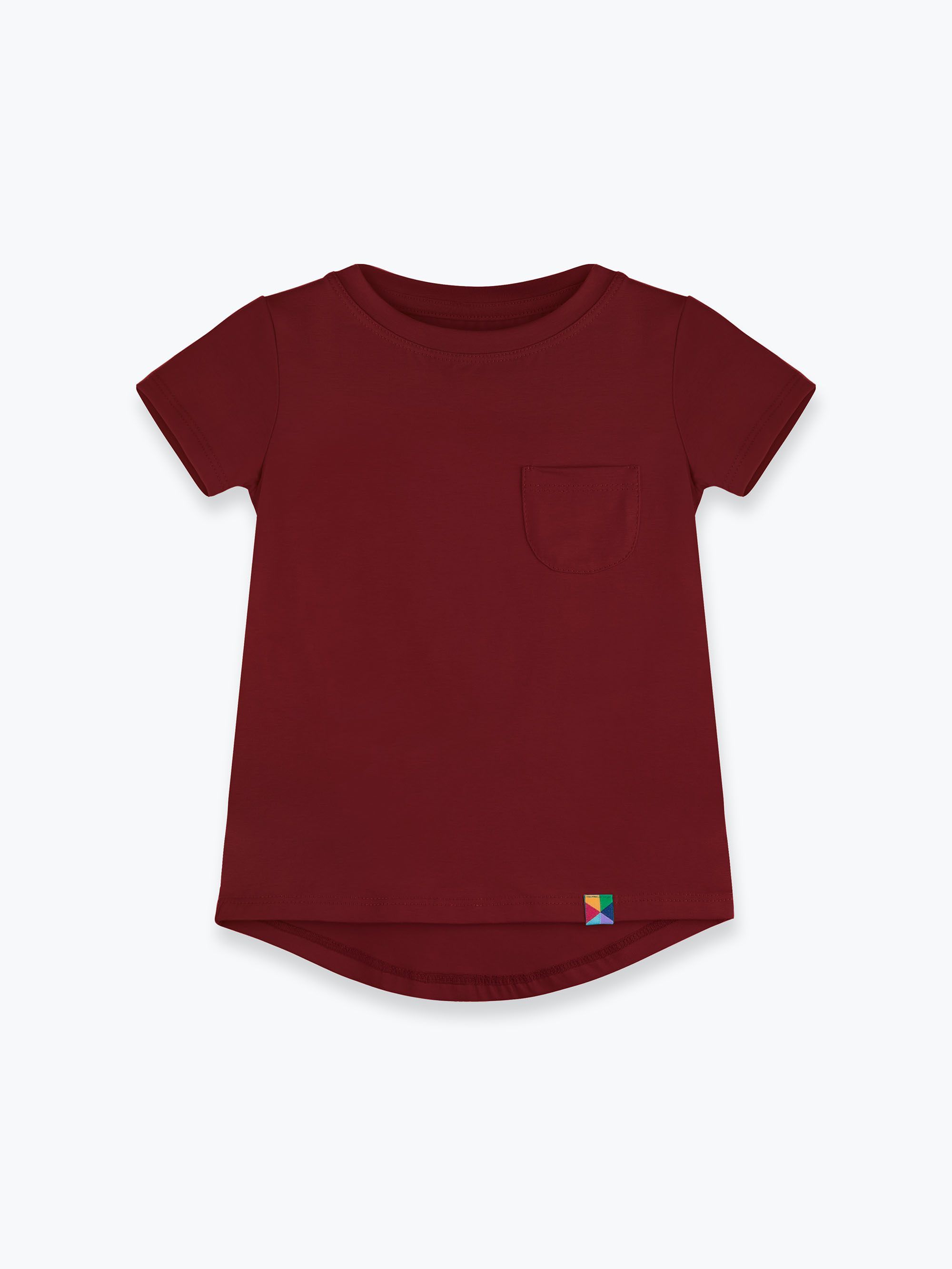 Bordowy T-shirt z kieszonką Junior