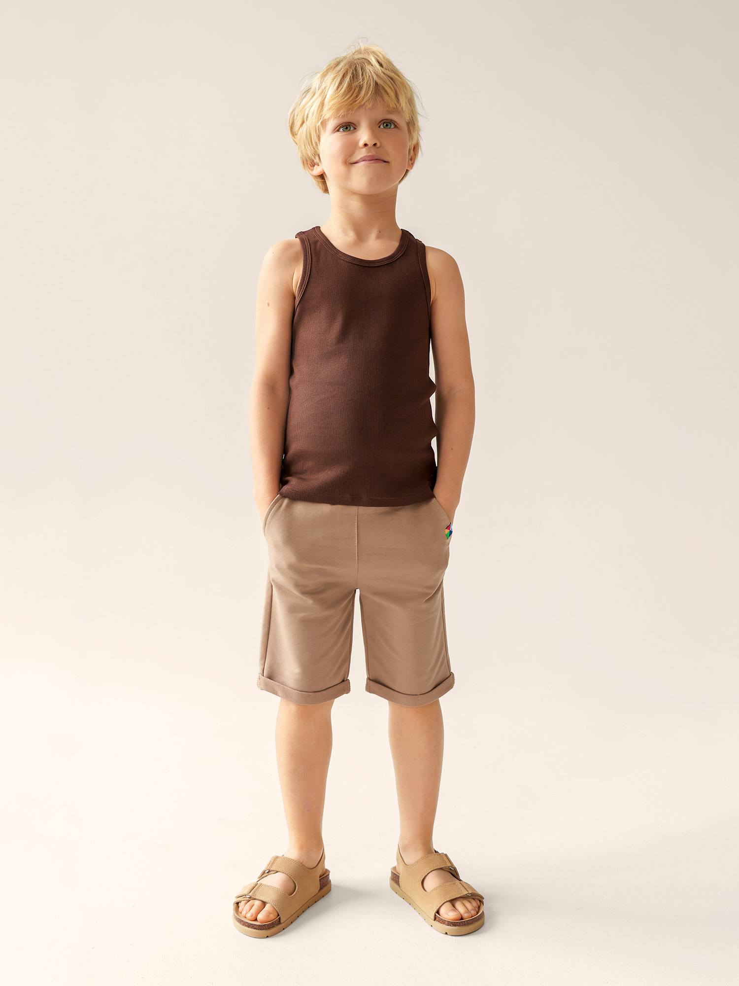 Brown Ribbed Sleeveless Top