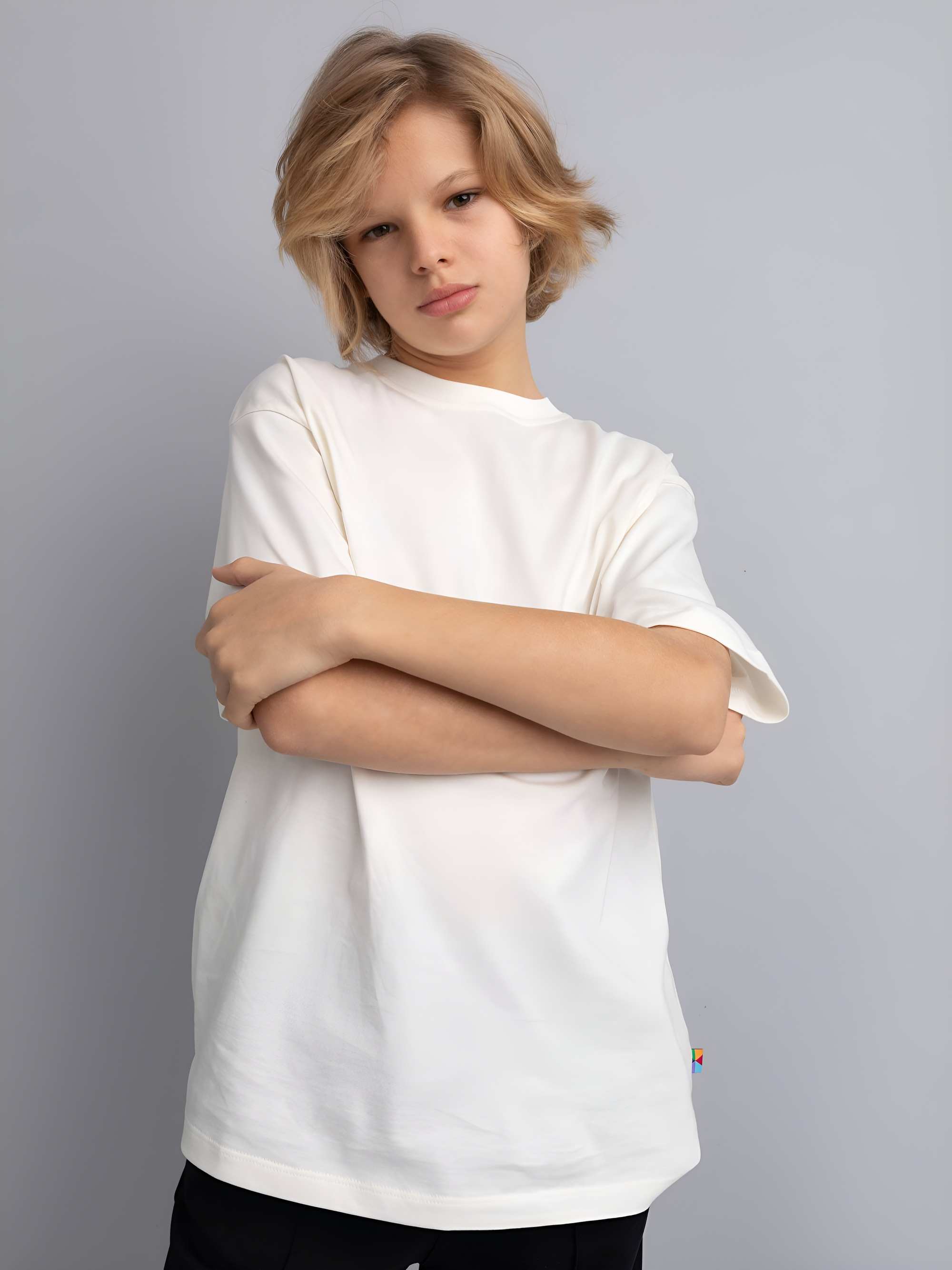 Śmietankowy T-shirt oversize Junior