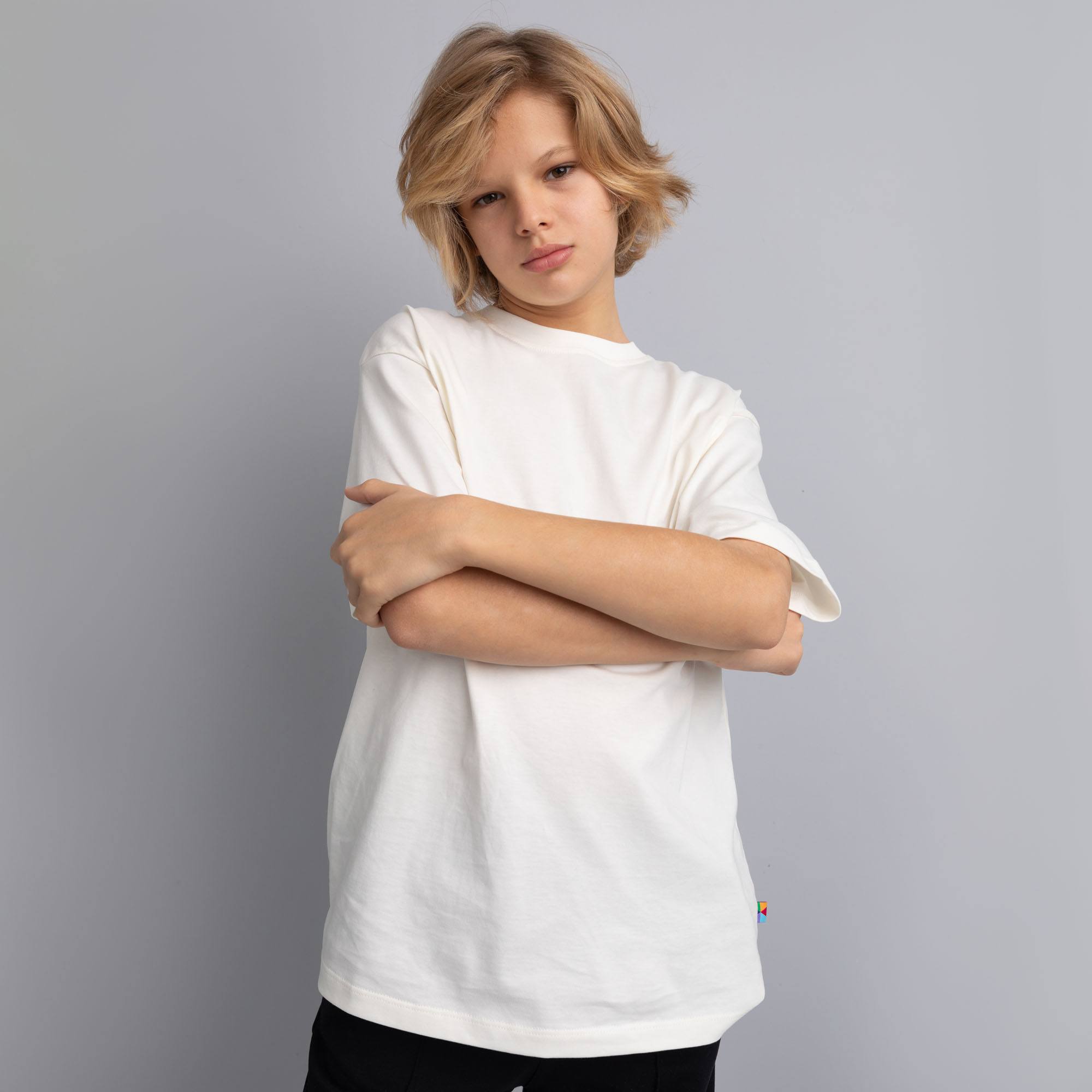 Śmietankowy T-shirt oversize Junior