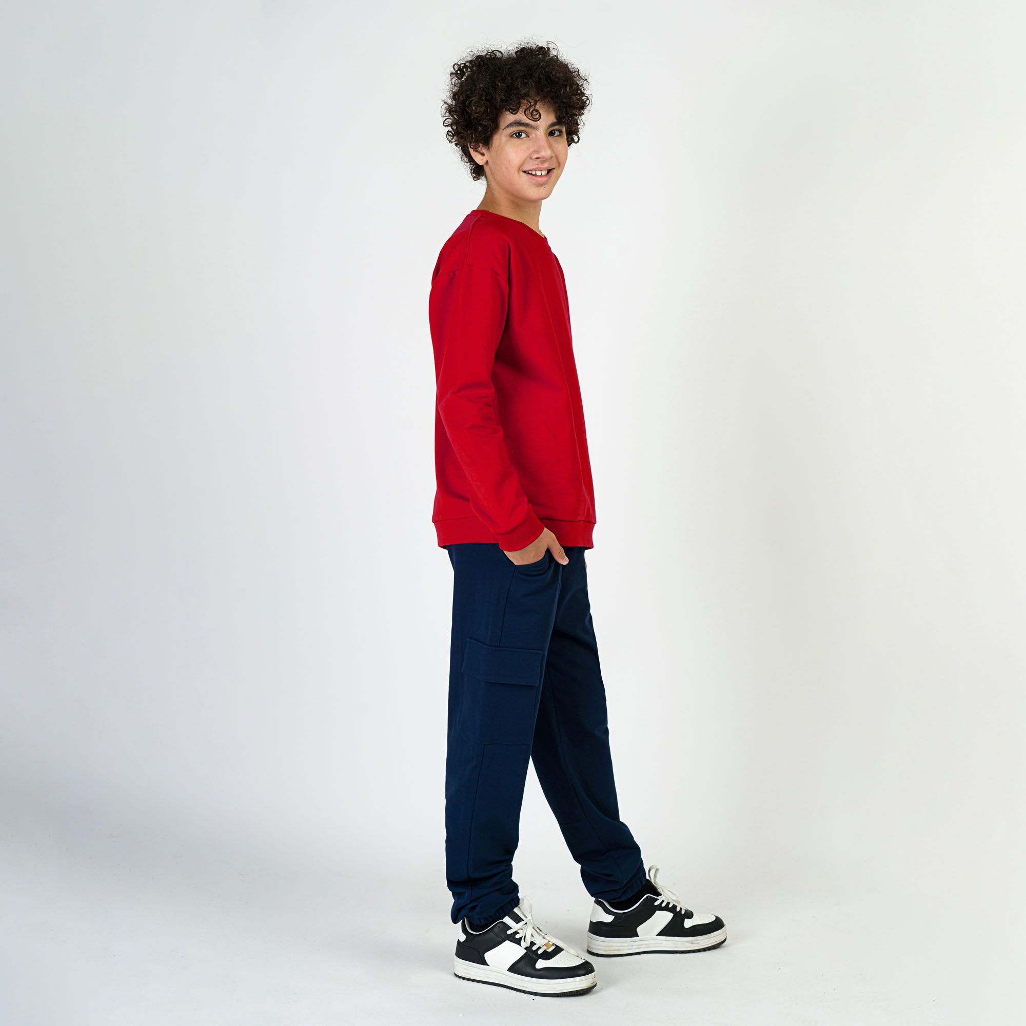 Navy blue sweat cargo pants Junior