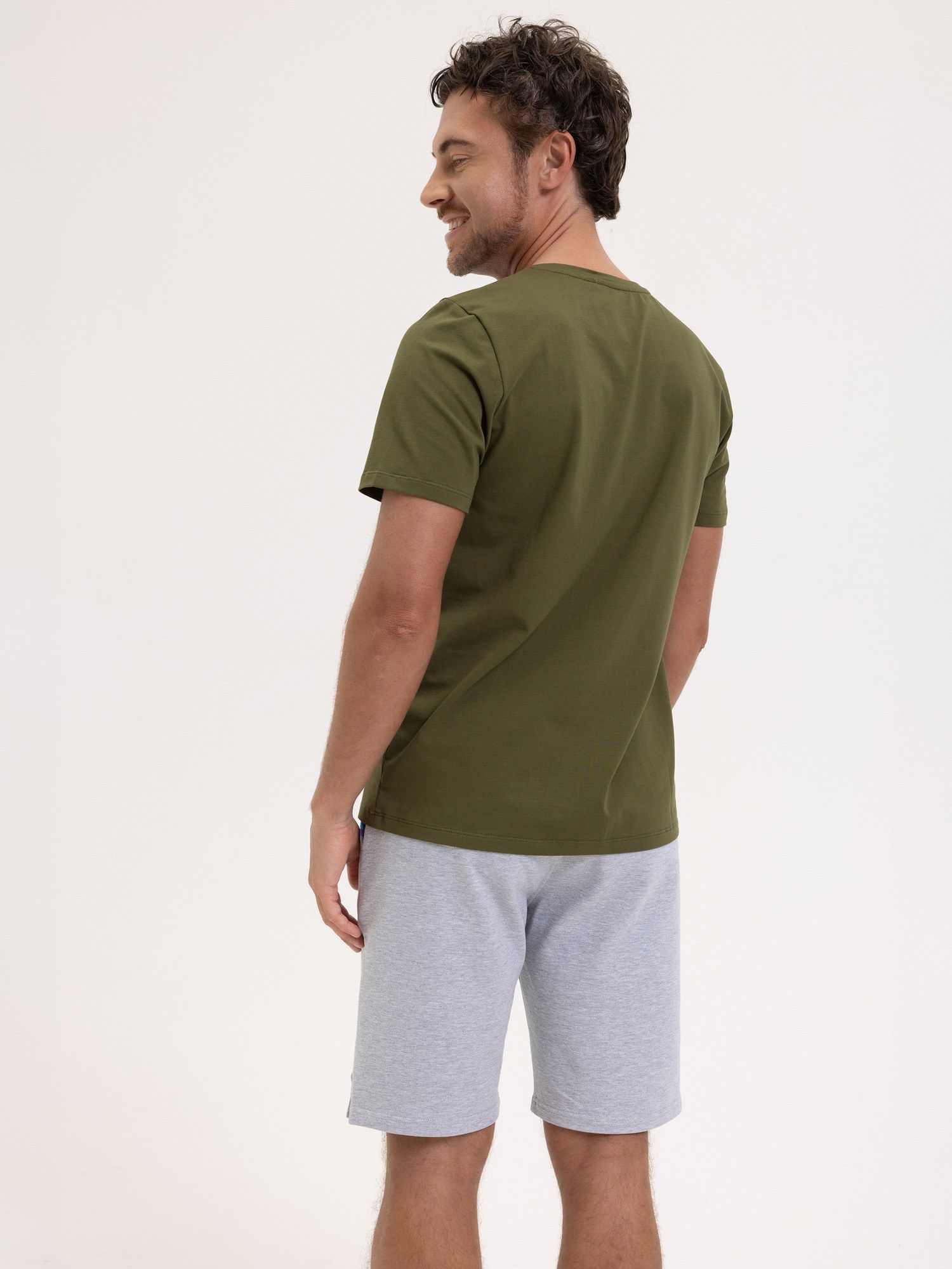 Khaki t-shirt w serek męski