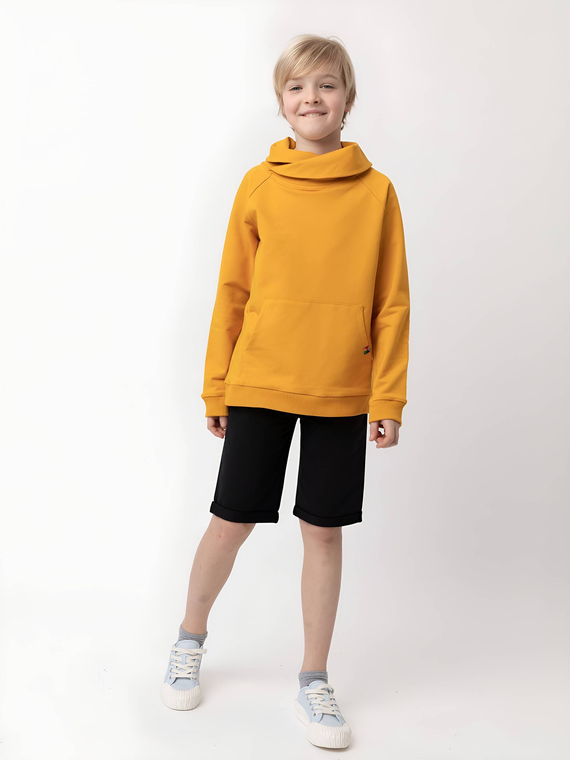 Musztardowa bluza z szalem Junior