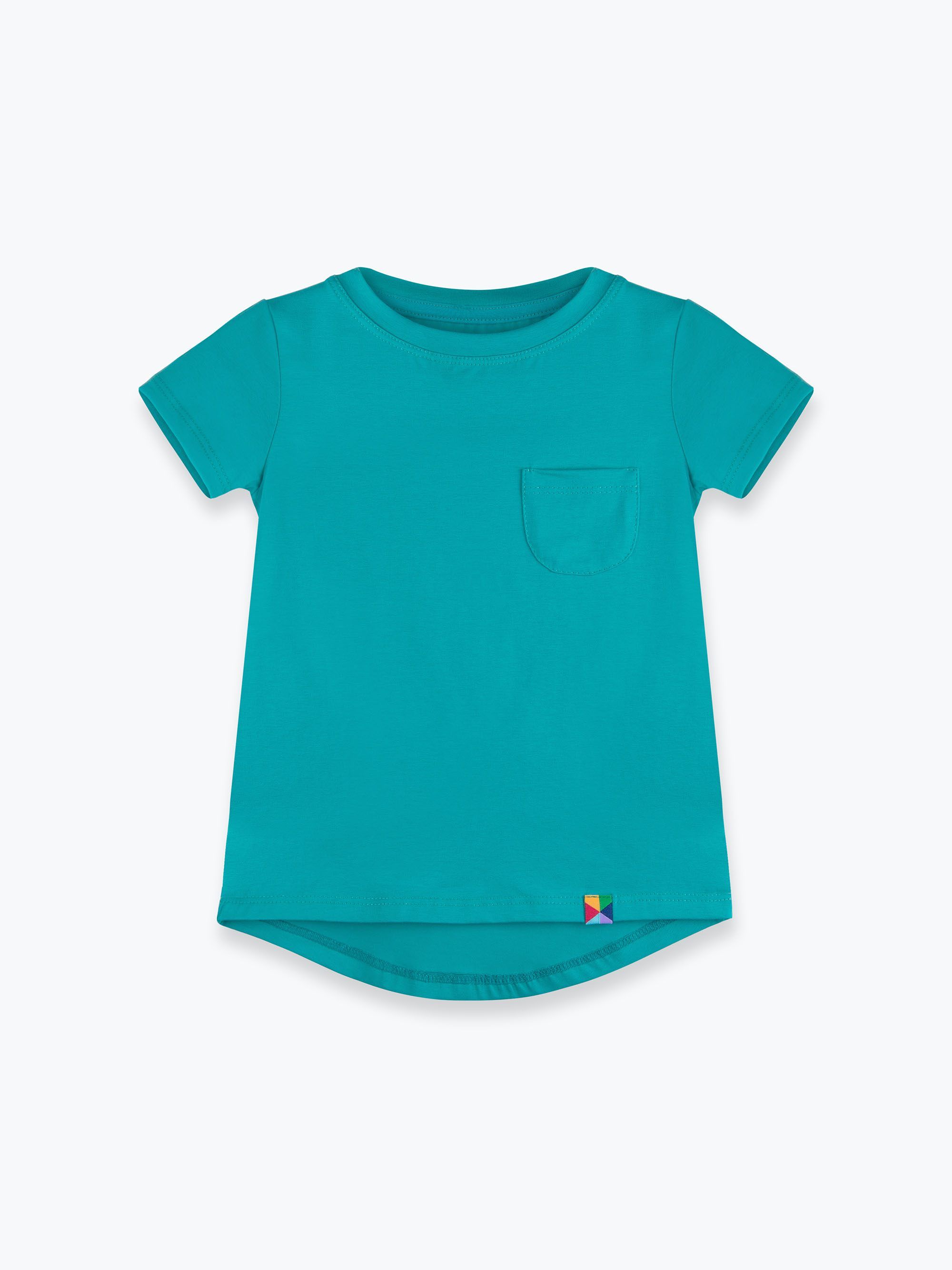 Turkusowy T-shirt z kieszonką